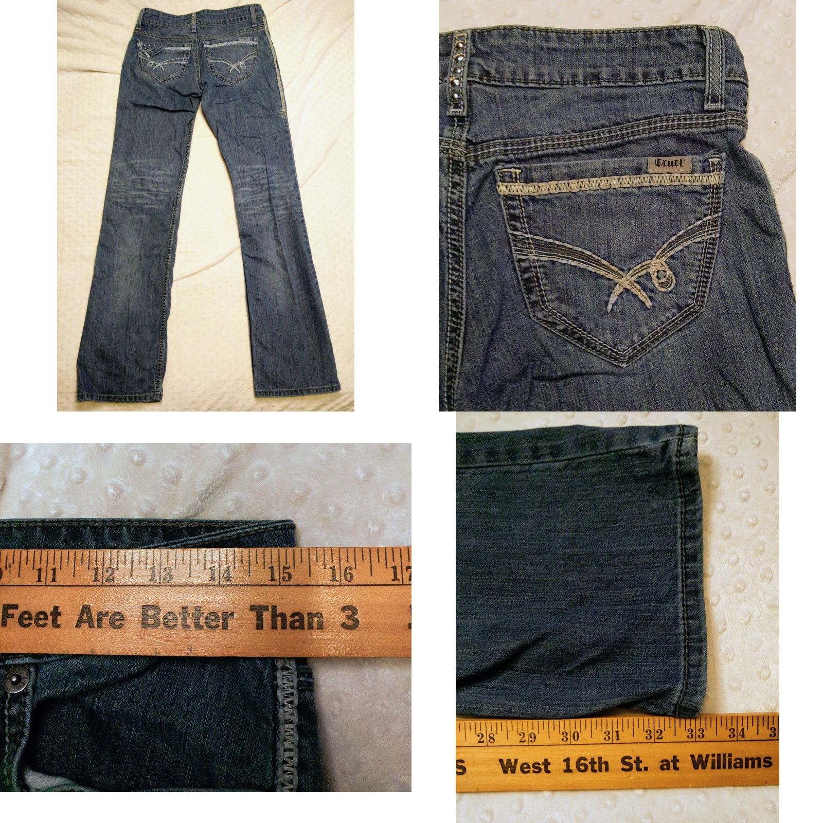 Vintage Cruel Blake Rocky Mountain Clothing Co Women's Jeans Bootcut 30 Blue Denim 5-Pocket Slim Regular Stretch Embroidered Logo Distressed T Size 30" / US 8 / IT 44 - 8 Thumbnail