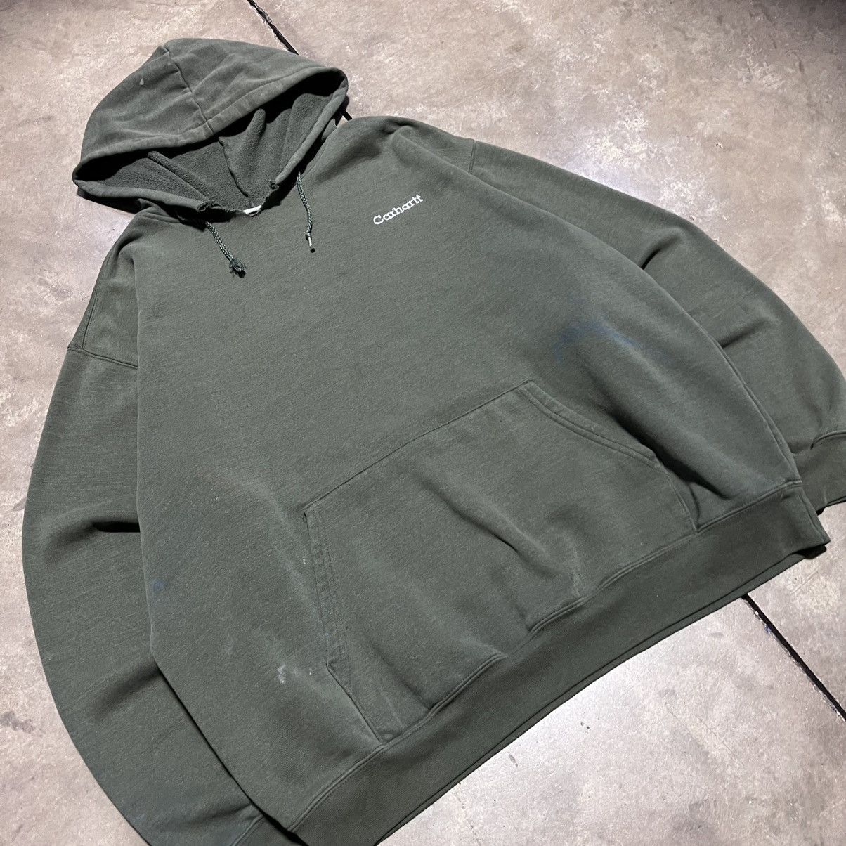 Carhartt Vintage Carhartt Hoodie Sweatshirt Olive Faded Distressed Size US XL / EU 56 / 4 - 2 Thumbnail