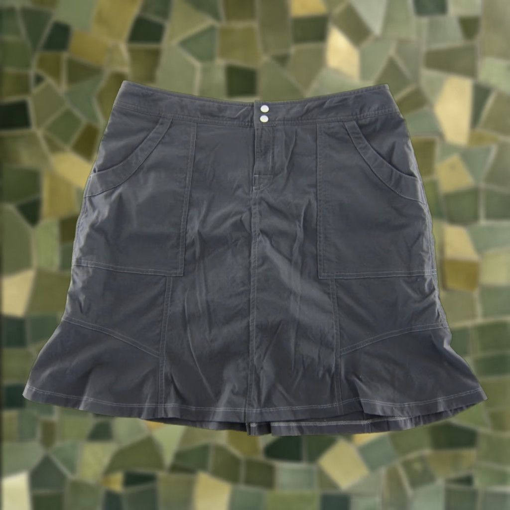 Vintage Lucy Skort Shirt Women Large Nylon Stretch Grey With Zipper Pockets Active A-Line Skirt 90s Style Size 36" / US 14 / IT 50 - 1 Thumbnail
