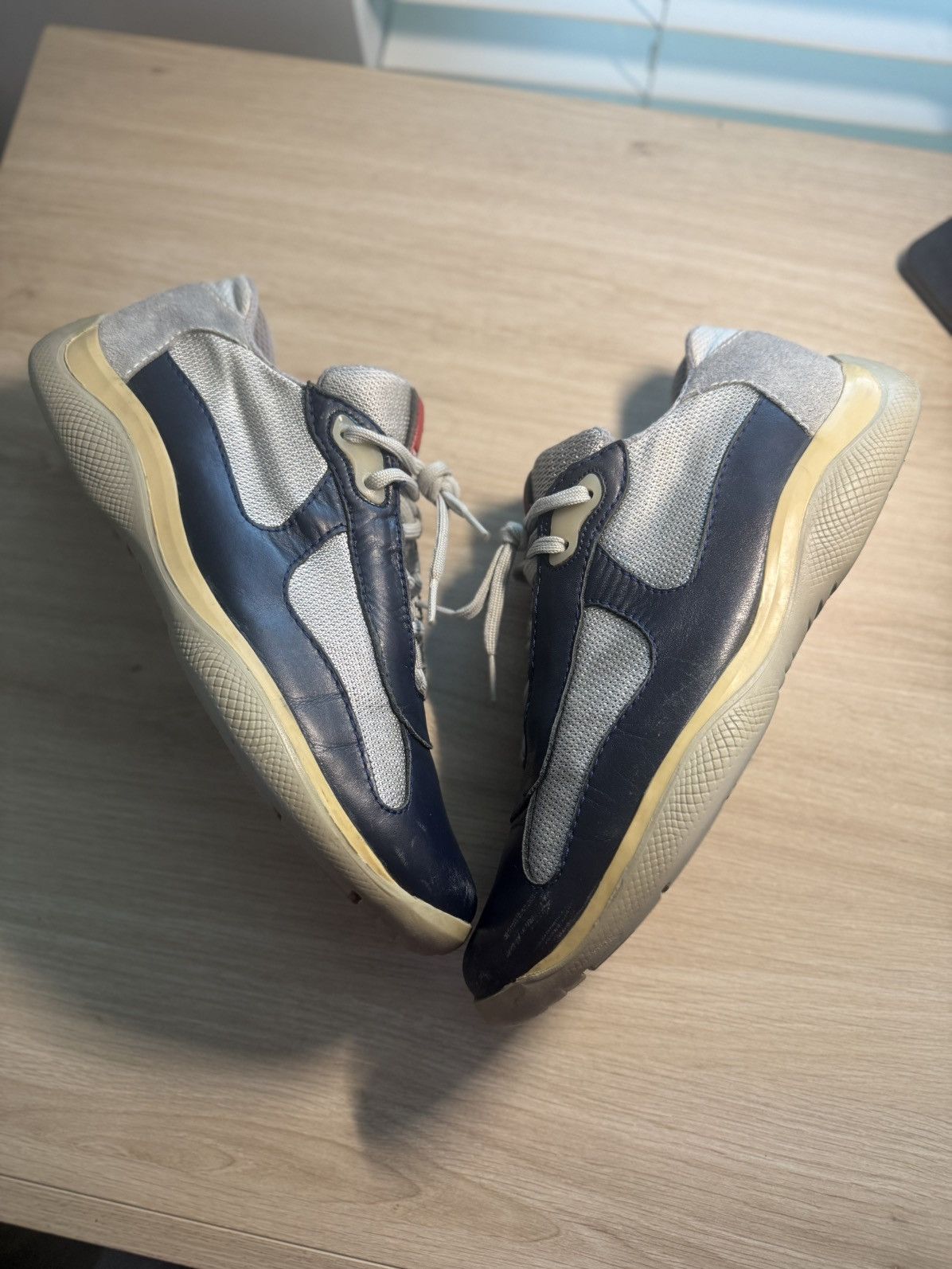 Prada Prada America's Cup Sneakers Blue Silver 8 Leather Size US 9 / EU 42 - 4 Thumbnail