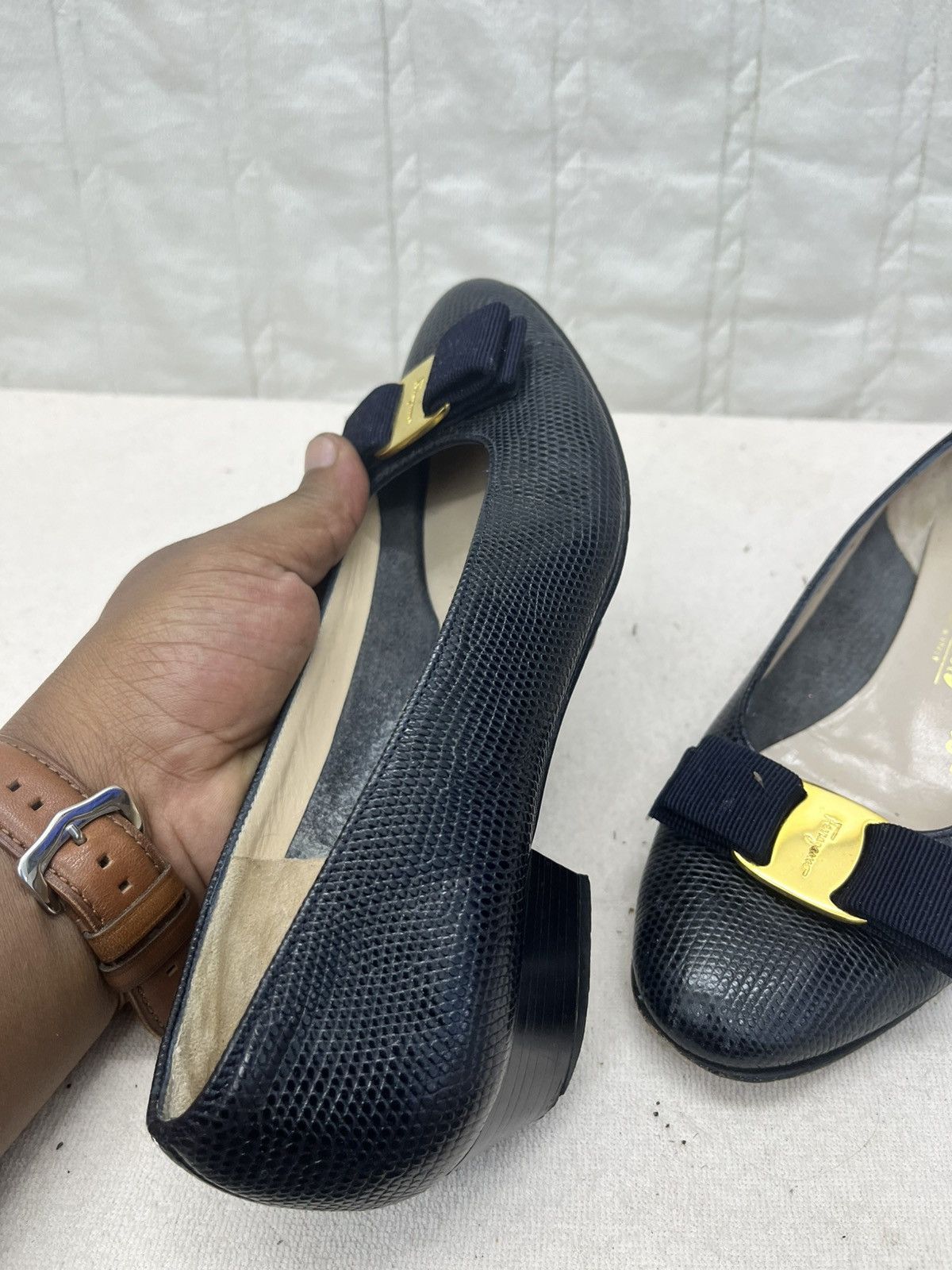 Salvatore Ferragamo SALVATORE FERRAGAMO PUMPS BLUE LEATHER SHOE Size US 5 / IT 35 - 3 Thumbnail