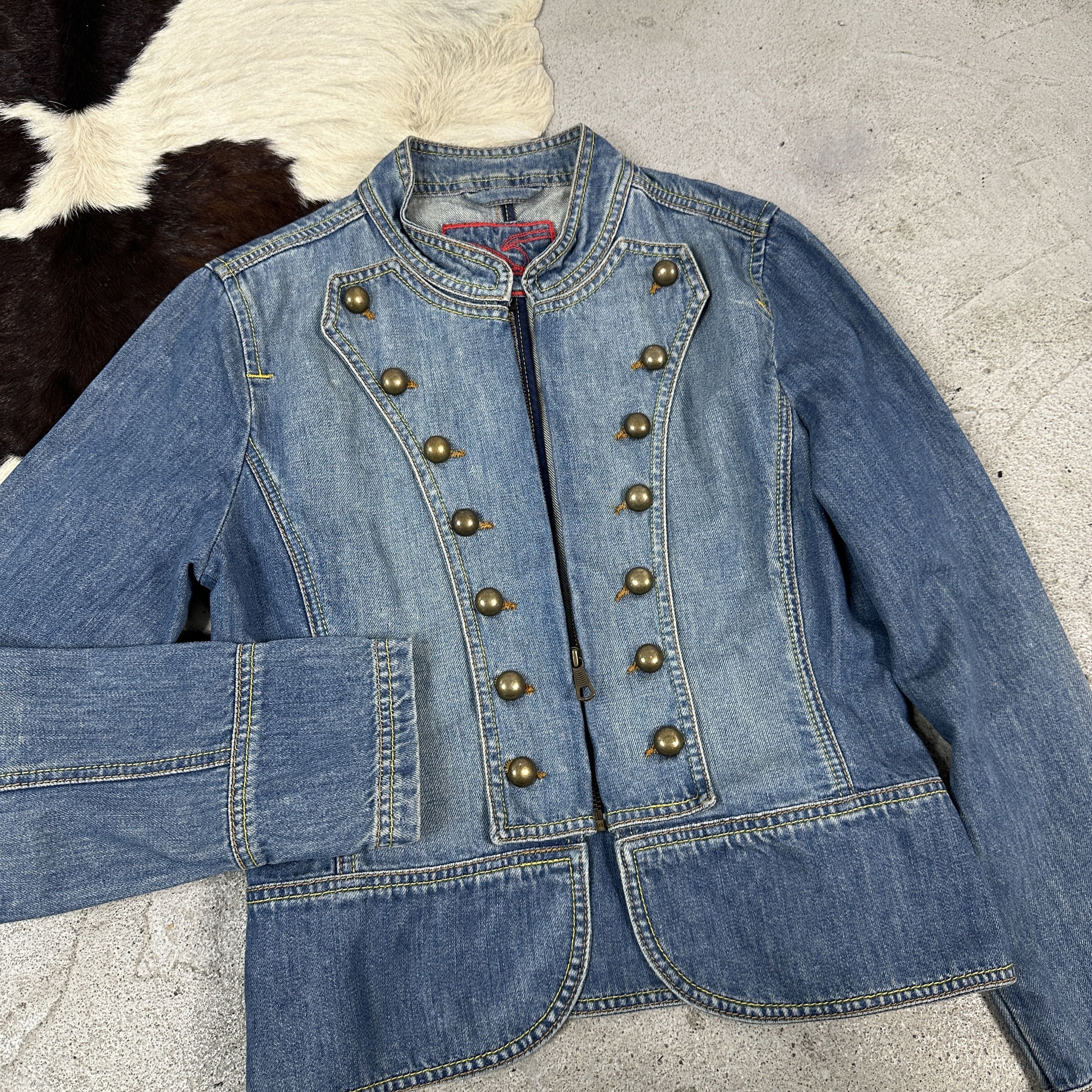 Vintage Vintage Denim Officer Military Styled 00S Jeans Jacket Size M / US 6-8 / IT 42-44 - 3 Thumbnail