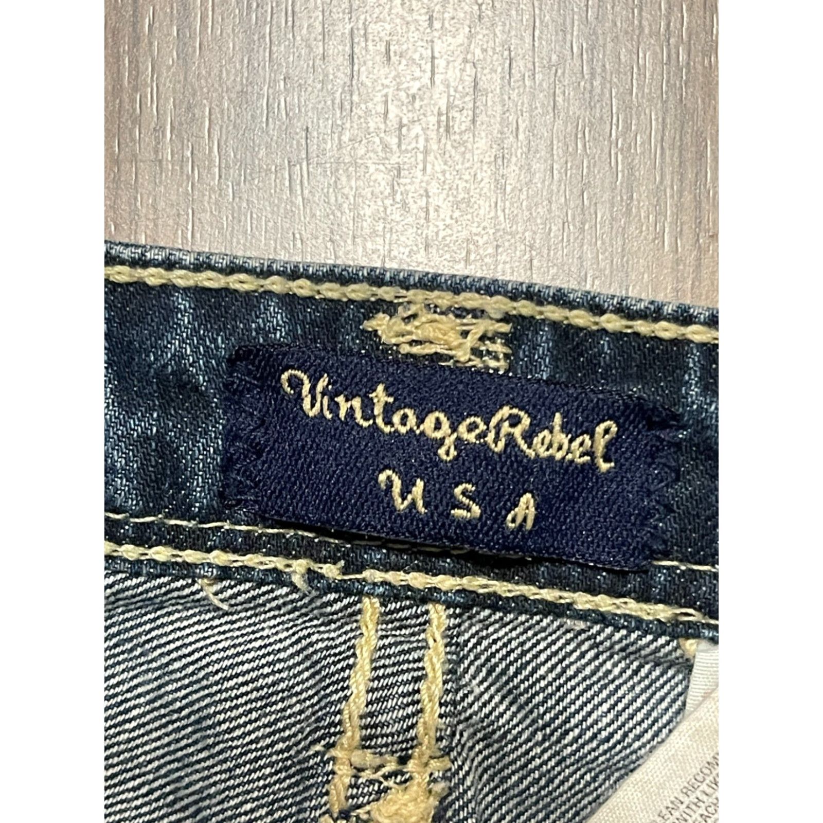 Vintage VINTAGE Rebel Skirt Women 29 Blue Denim Mini Pockets Raw Hem Short Size 29, Regular Skirt Womens Size 29" - 7 Thumbnail