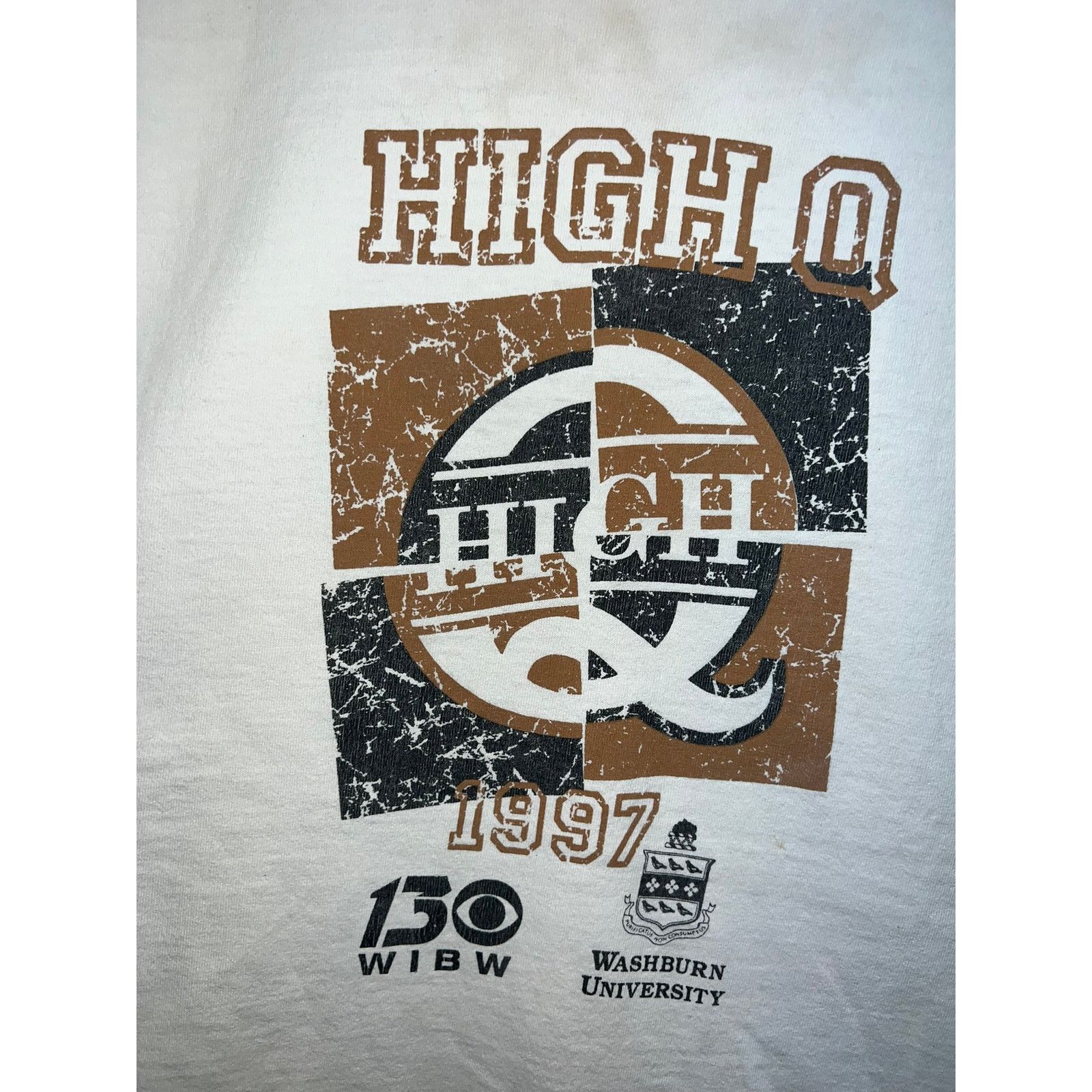 Fruit Of The Loom Vintage High Q Shirt 1997 Washburn University White Tee 90s Size US XL / EU 56 / 4 - 2 Thumbnail