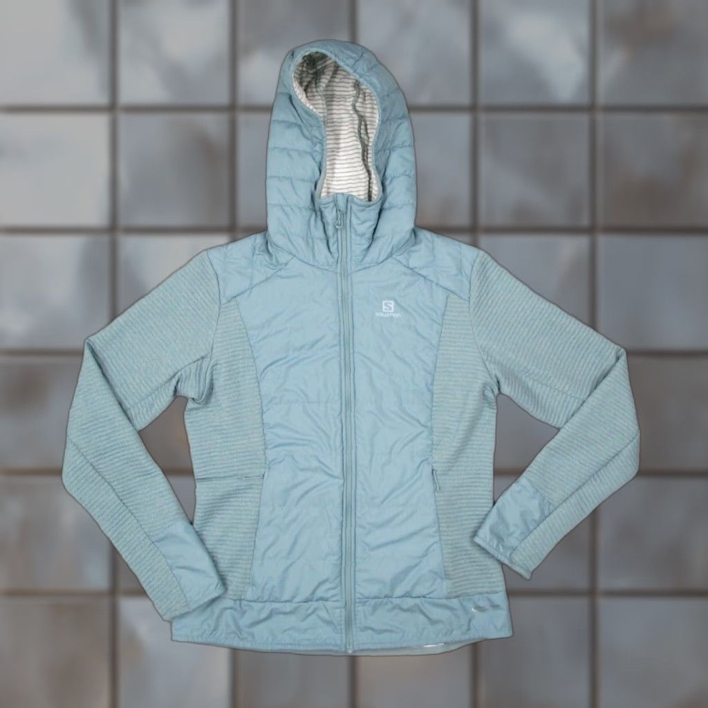 Salomon Salomon Jacket Womens Medium Blue Pertex Quantum Full Zip Hooded Wind-Resistant Pockets Nature Ski Salt Size M / US 6-8 / IT 42-44 - 1 Thumbnail