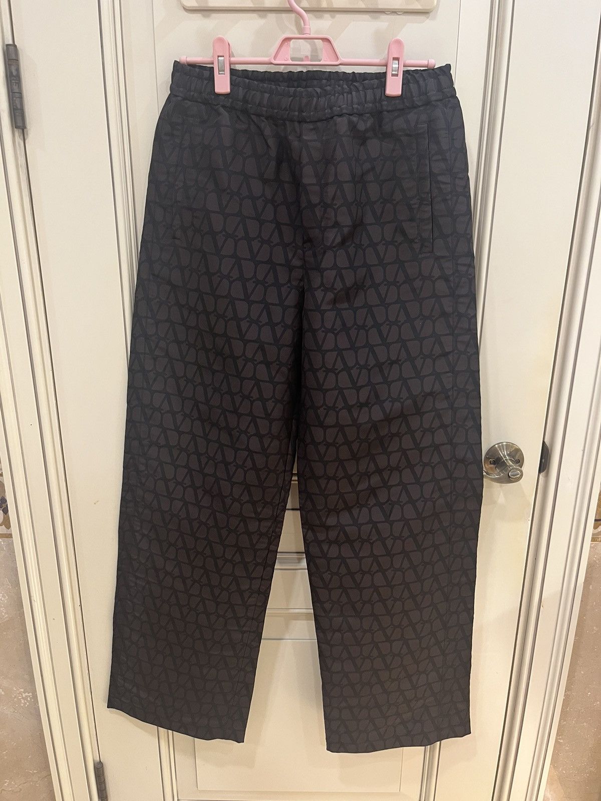 Valentino V logo print silk wide leg trousers.size44 Size US 30 / EU 46 - 4 Thumbnail