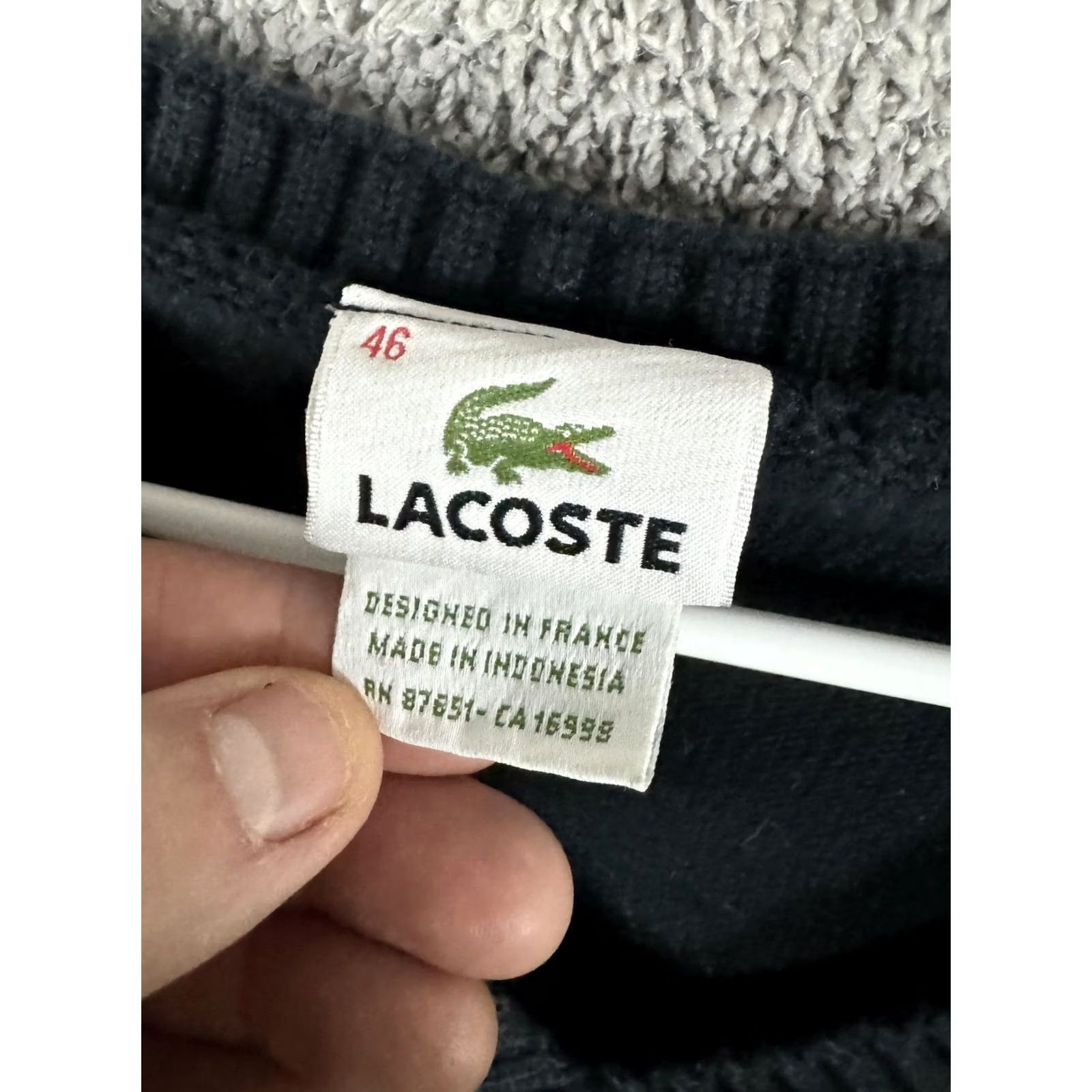 Lacoste Lacoste Sweater Mens Medium Black V-Neck Pullover Knit Croc Logo Size US S / EU 44-46 / 1 - 7 Thumbnail