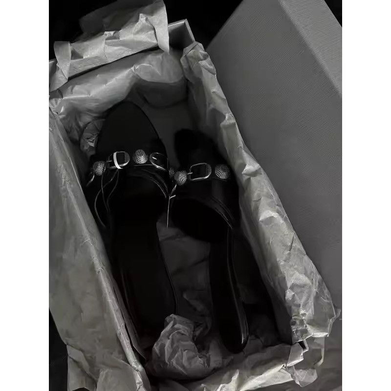Other Vintage Retro Style Black Trendy Heel Sandals Size US 7 / IT 37 - 5 Thumbnail