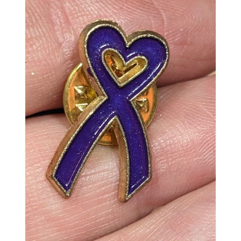Other Autism Awareness Purple Heart Ribbon Lapel Pin Size ONE SIZE - 4 Thumbnail