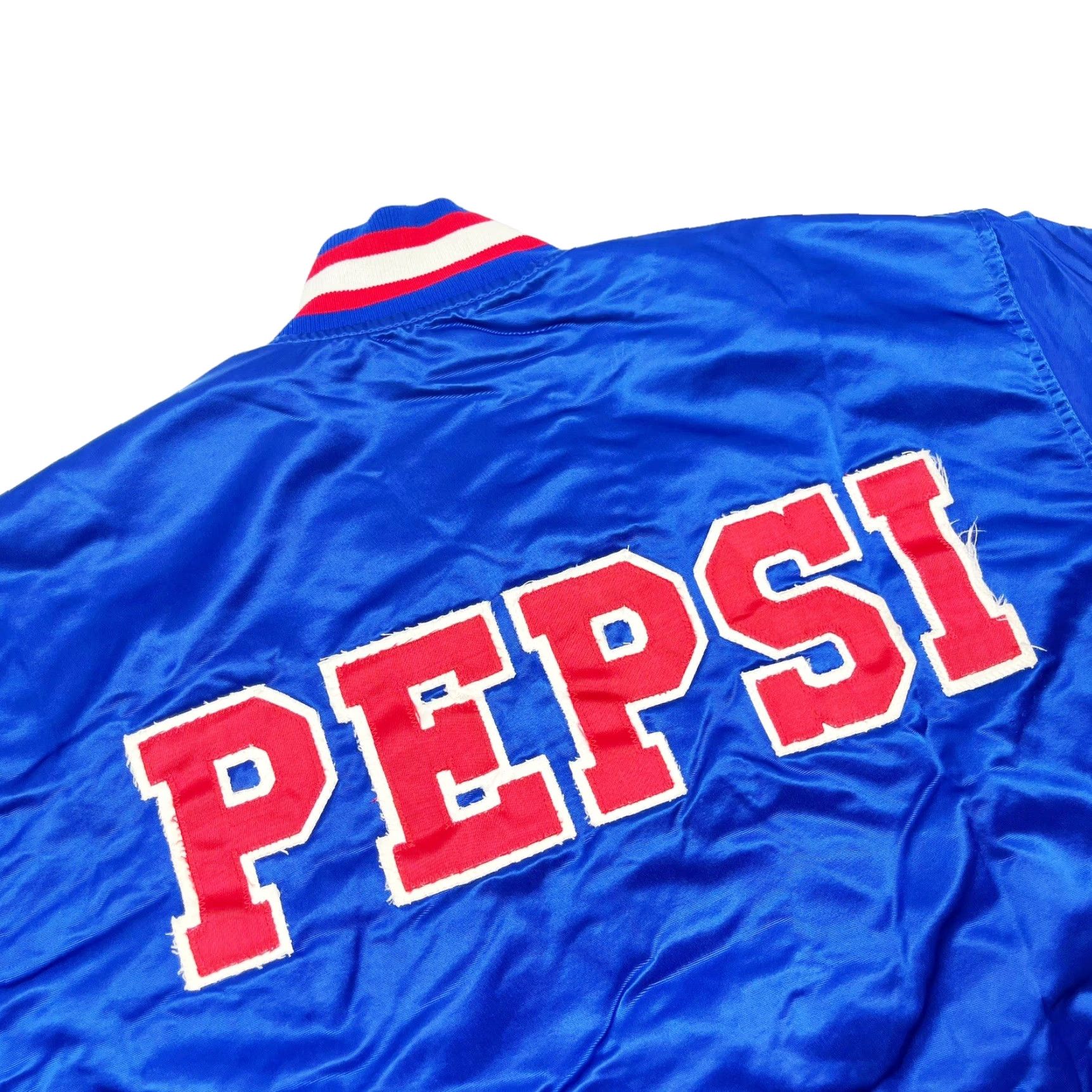 Starter VTG PEPSI “GOTTA HAVE IT” PROMO STARTER BOMBer JACKET MENS LARGE Satin Navy/Blue Nylon 80s 90s Vintage Baseball Starter Men Jacket Size US L / EU 52-54 / 3 - 5 Thumbnail