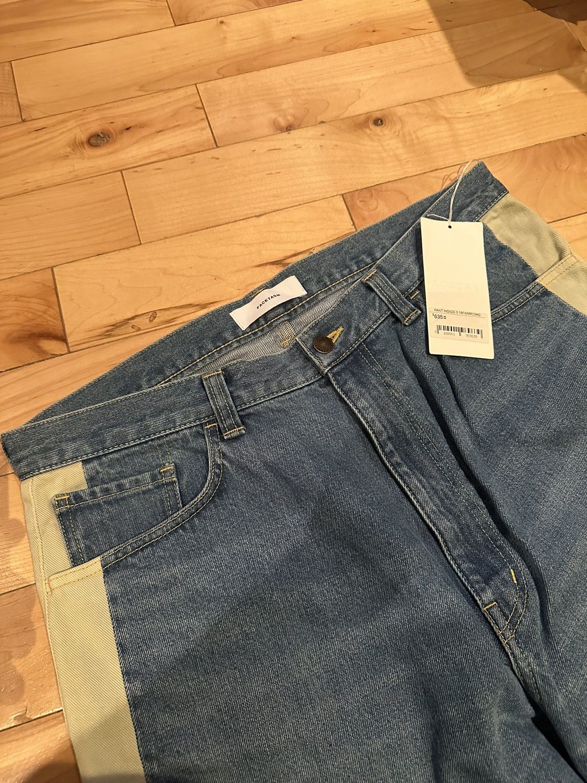 Facetasm Stonewashed Side Stripe Baggy Wide Leg Denim size 5 34-36 Size US 36 / EU 52 - 2 Thumbnail