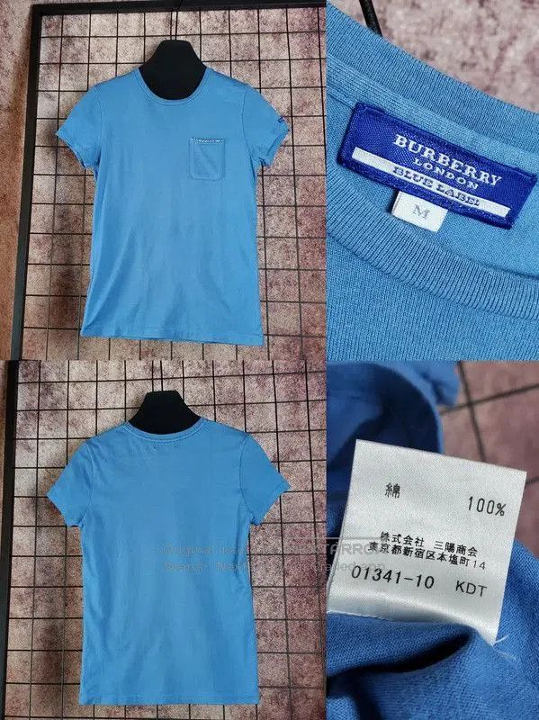 Burberry Burberry Blue Cotton Logo Short-Sleeve T-Shirt. Size M / US 6-8 / IT 42-44 - 3 Thumbnail