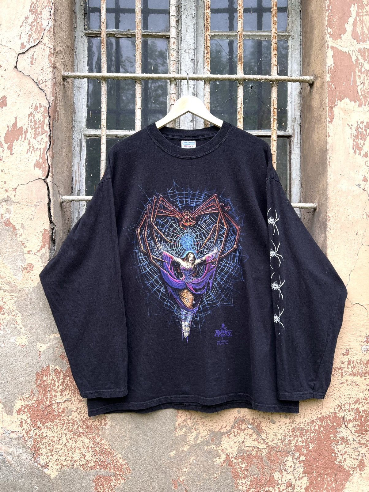 VTG 90s Alchemy Gothic L/S Spider Web Arachnophilia Band