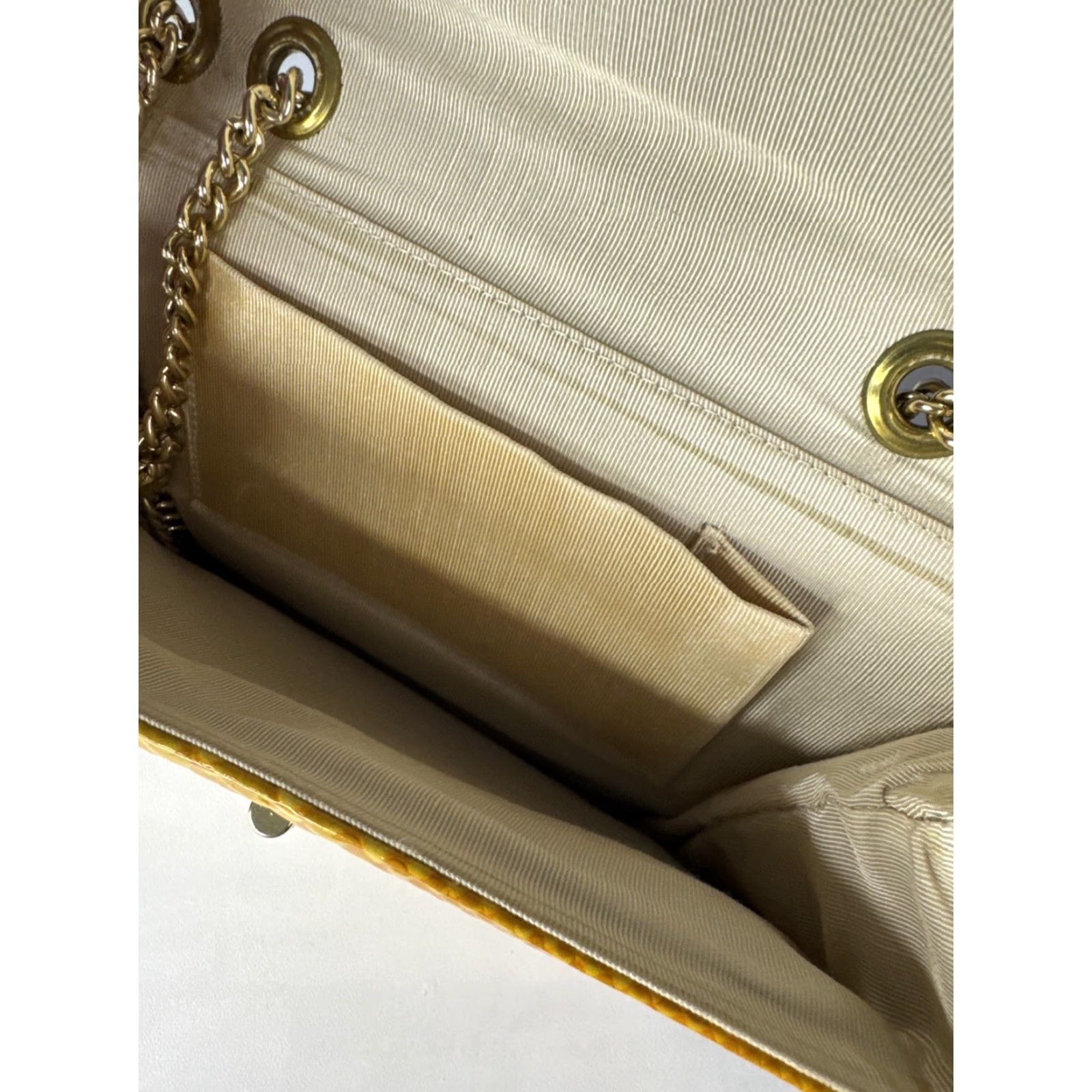Vintage VINTAGE Yellow Snakeskin Purse Bag Gold Chain Antique Size ONE SIZE - 4 Thumbnail