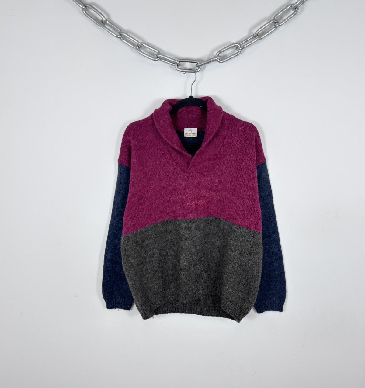 Trussardi Vintage Trussardi Sport Men’s Wool Knit Shawl Collar Sweater Size US M / EU 48-50 / 2 - 1 Thumbnail