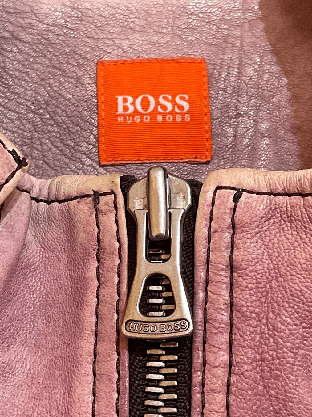 Hugo Boss HUGO BOSS Leather Pink Wash Biker Size US M / EU 48-50 / 2 - 8 Thumbnail