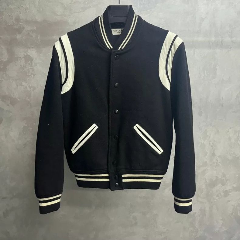 Saint Laurent Paris Saint Laurent Black Stripe Varsity Jacket Size US L / EU 52-54 / 3 - 1 Thumbnail