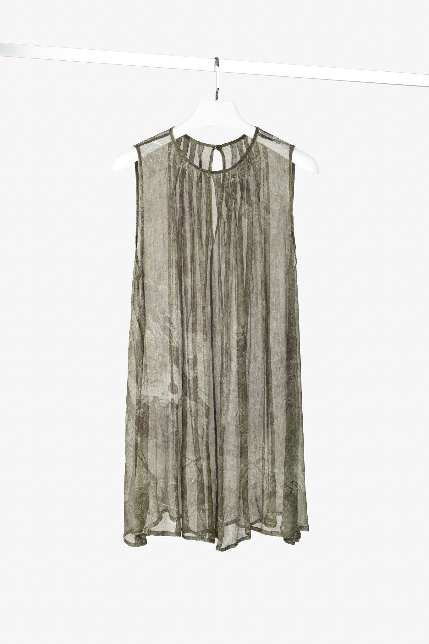 Sarah Pacini Sarah Pacini Green Silk-Crepe Graphic Tunic Size L / US 10 / IT 46 - 1 Thumbnail