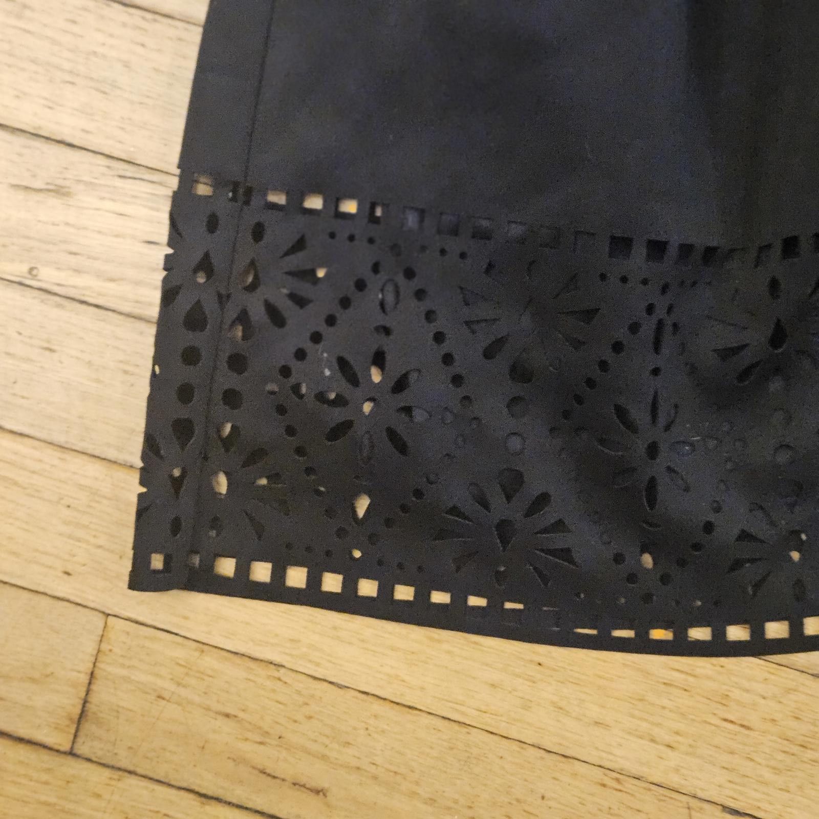 Designer Vince Camuto Black Fit & Flare Dress with Eyelet Hem Size 10 Size L / US 10 / IT 46 - 2 Thumbnail