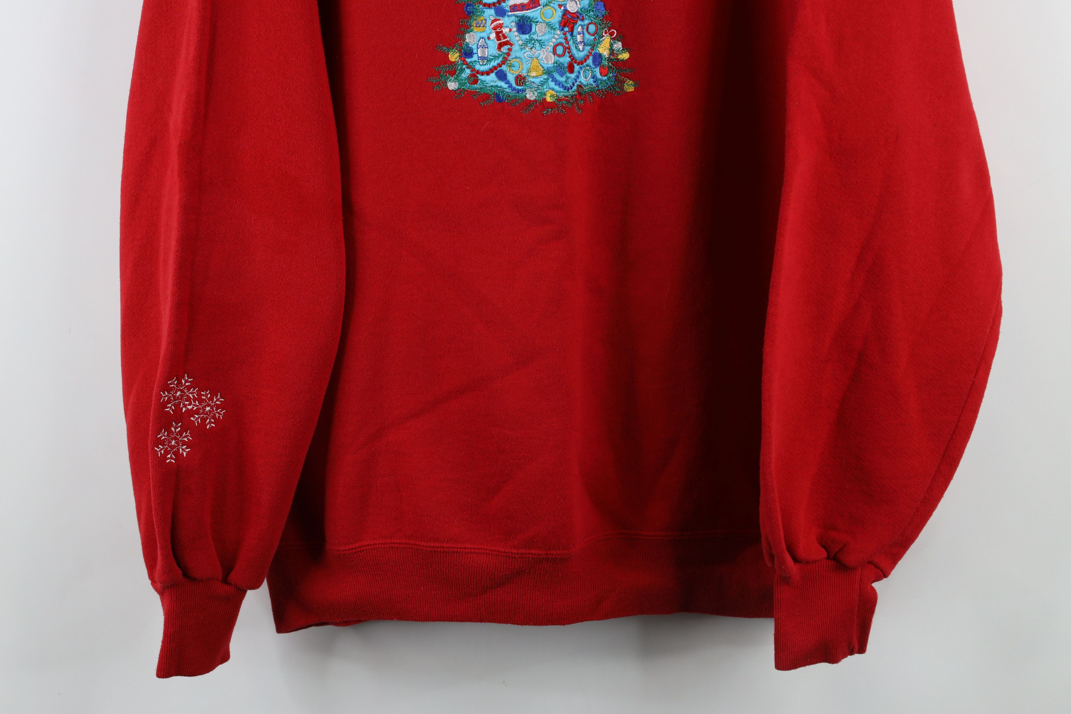 Vintage Vintage 90s Faded Christmas Tree Crewneck Sweatshirt Red USA Size XXL / US 16-18 / IT 52-54 - 3 Thumbnail