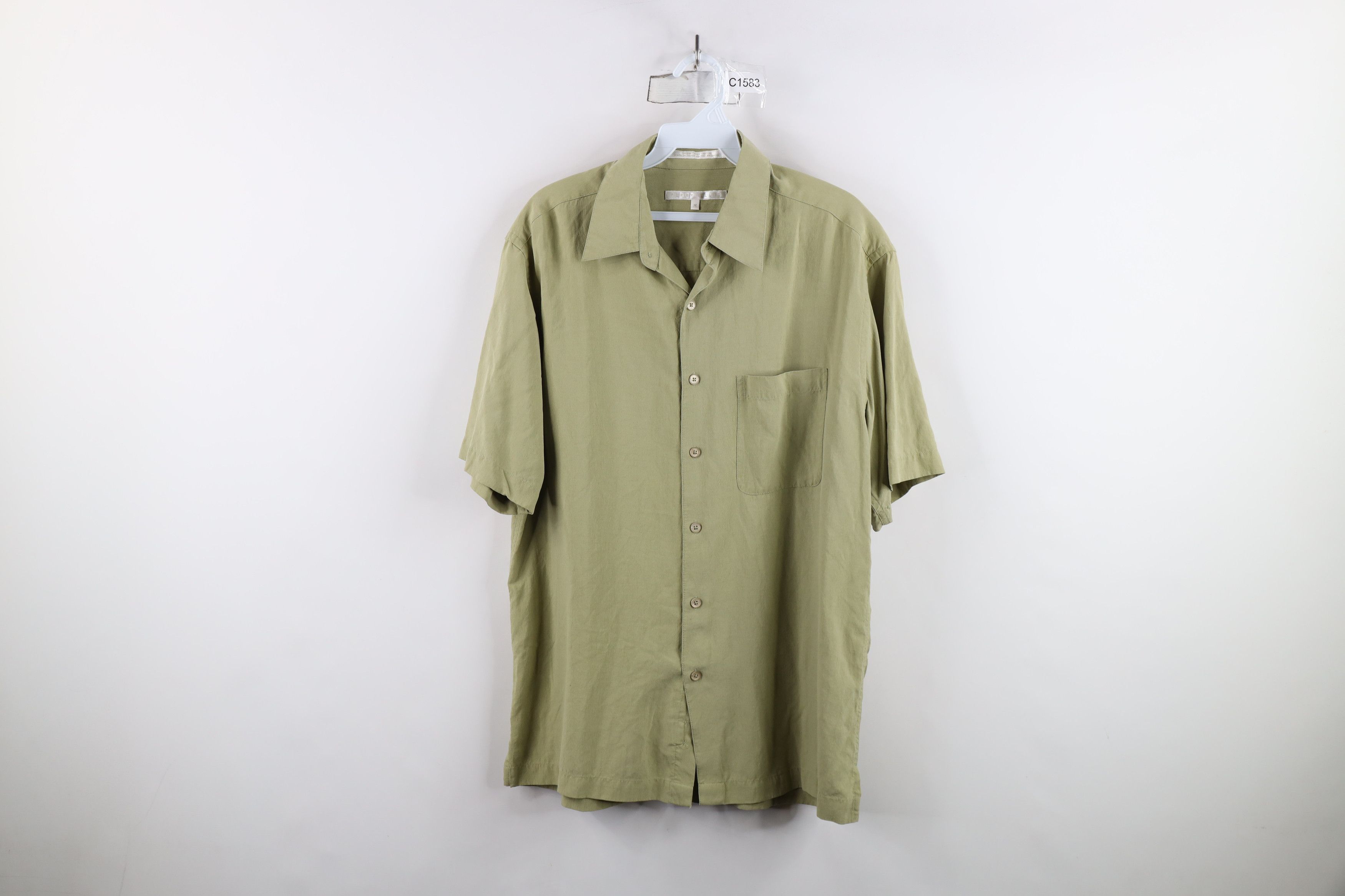 Vintage Vintage 90s Streetwear Blank Silk Short Sleeve Button Shirt Size US M / EU 48-50 / 2 - 1 Thumbnail