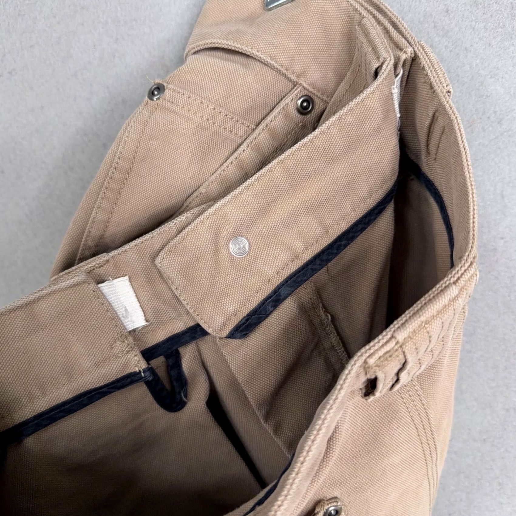 Duluth Trading Company Duluth Trading Co Mens Beige Canvas Carpenter Workwear Utility Pants 36 X 30 Cargo Pockets Straight Leg Relaxed Fit 65% Cotton 35% Polyester Size US 36 / EU 52 - 3 Thumbnail