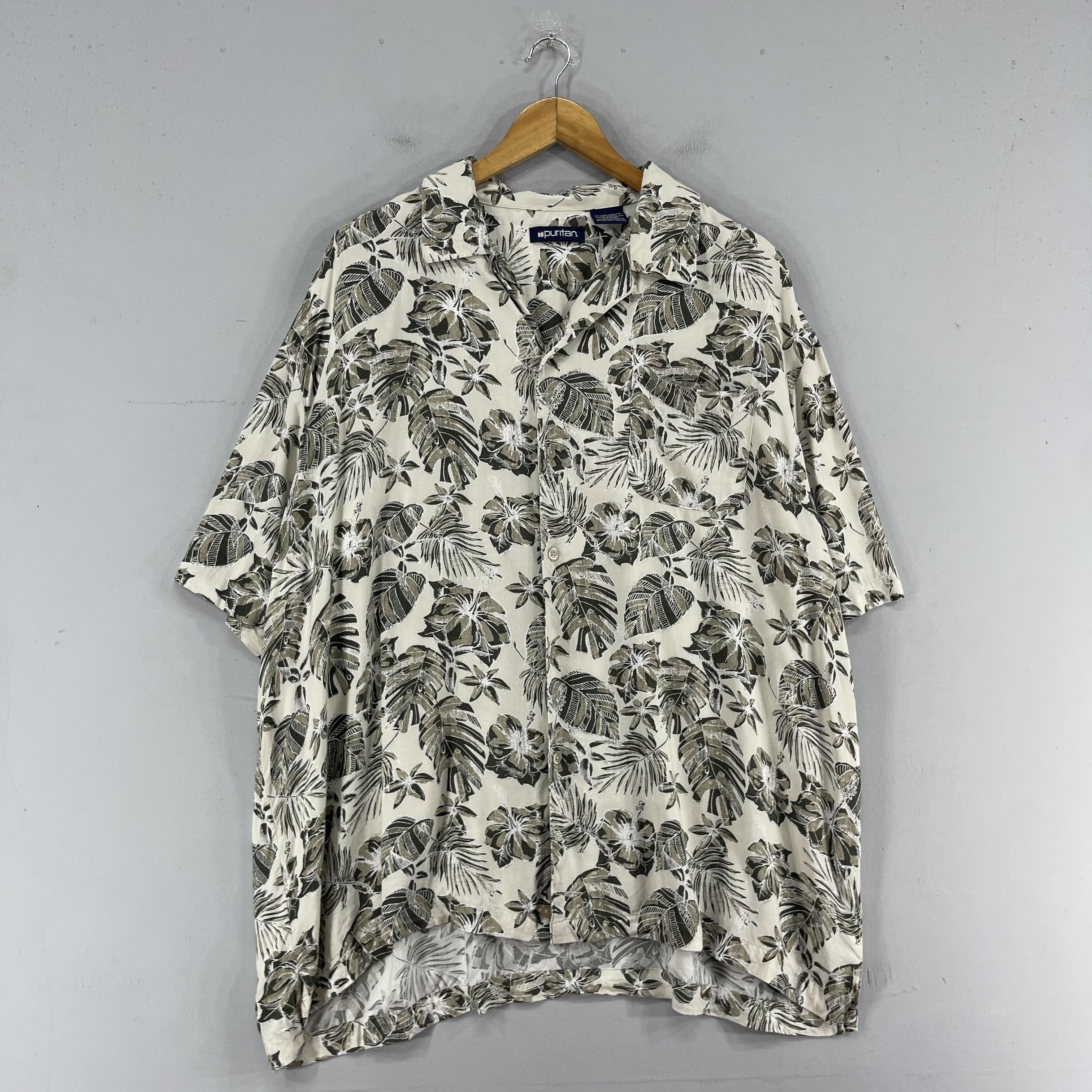 Puritan PURITAN Tropical Hibiscus Floral Motive Button Up Shirt Size US XL / EU 56 / 4 - 4 Thumbnail