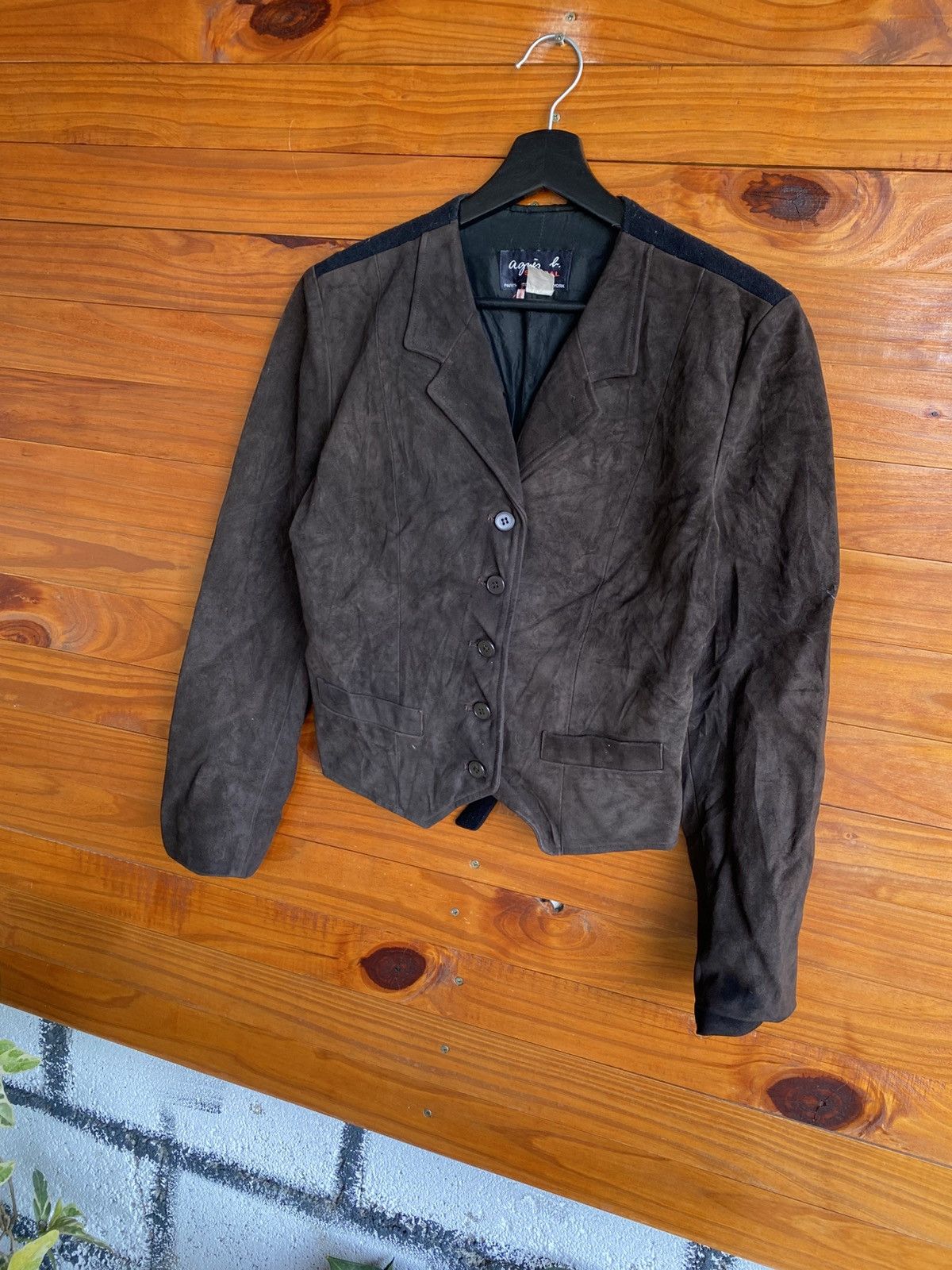 agnes b. Vintage Agnès b. Special Suede Wool Cropped Designer Jacket Size S / US 4 / IT 40 - 4 Thumbnail