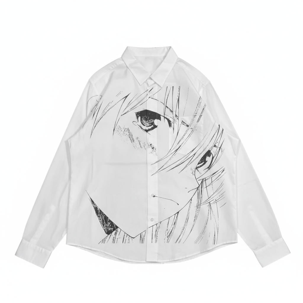 Other Y2K Punk Gothic Style Emo Anime Sketch Long Sleeve Shirt Size US L / EU 52-54 / 3 - 1 Thumbnail