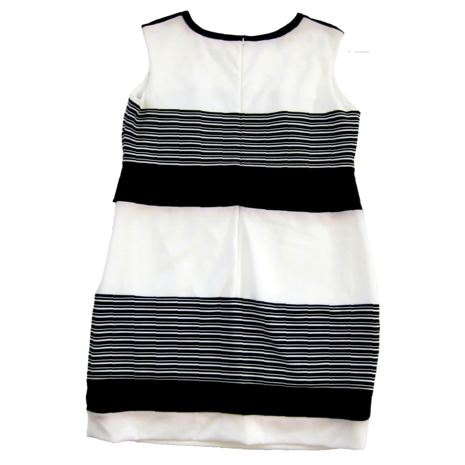 Vintage Sandra Darren NWT Ivory Black Stripe Sleeveless Stretch Tunic Shift Dress 20W Size 3XL / US 20-22 - 2 Thumbnail