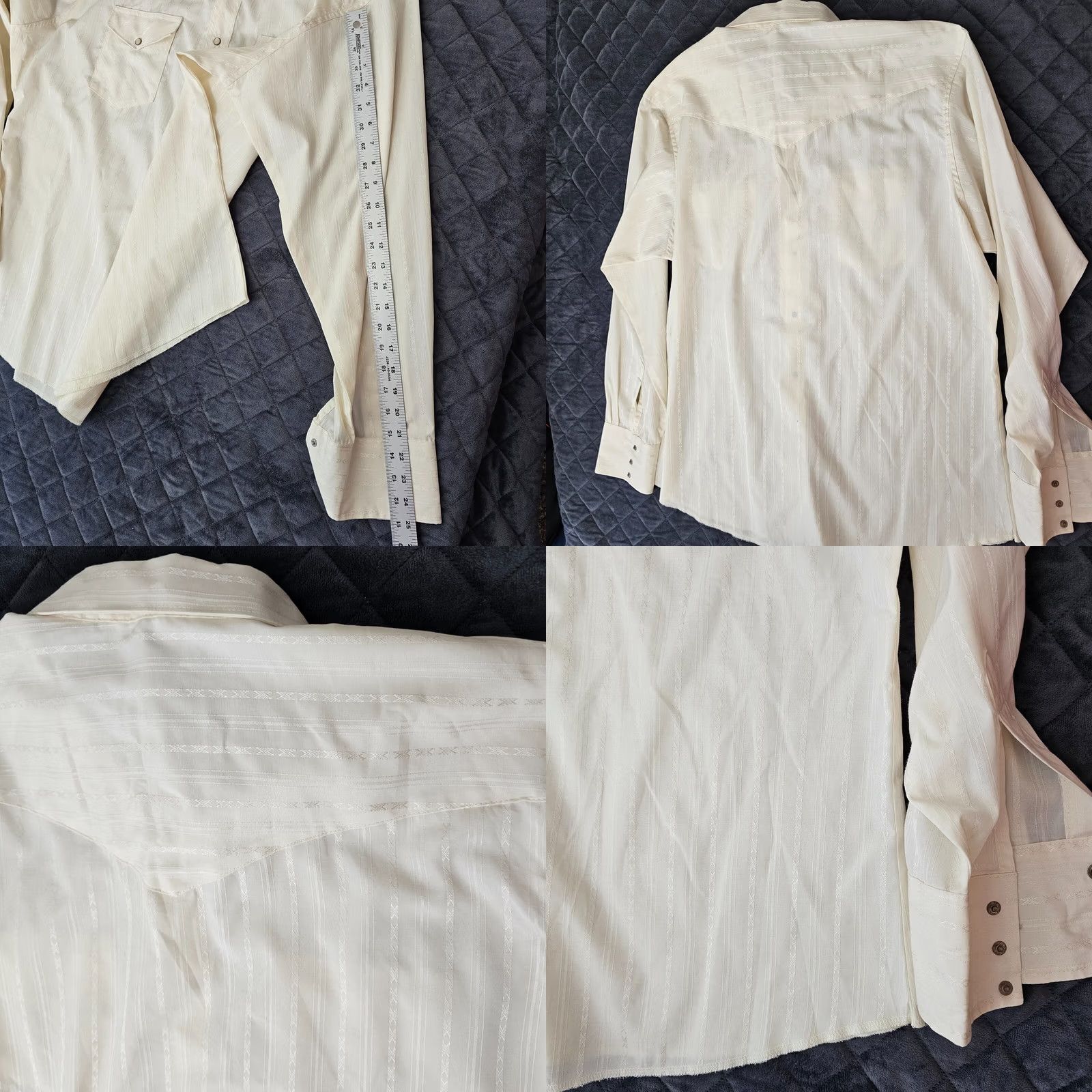 Wrangler VINTAGE Wrangler Western Shirt Men's XL White Pearl Snap Embellished Button-Up Collared Long Sleeve Cowboy Retro Classic Wranger? Size US XL / EU 56 / 4 - 8 Thumbnail