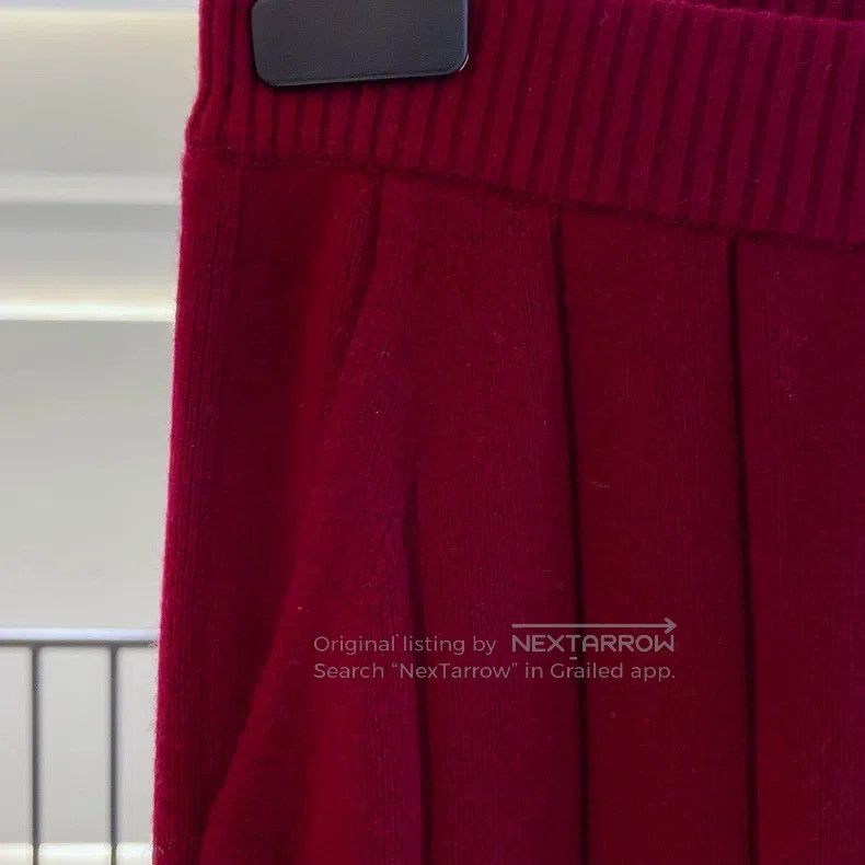 Loro Piana LORO PIANA Dark Red Baby Baby Cashmere Knit Wide Leg Pants Size 24" / US 00 / IT 34 - 7 Thumbnail