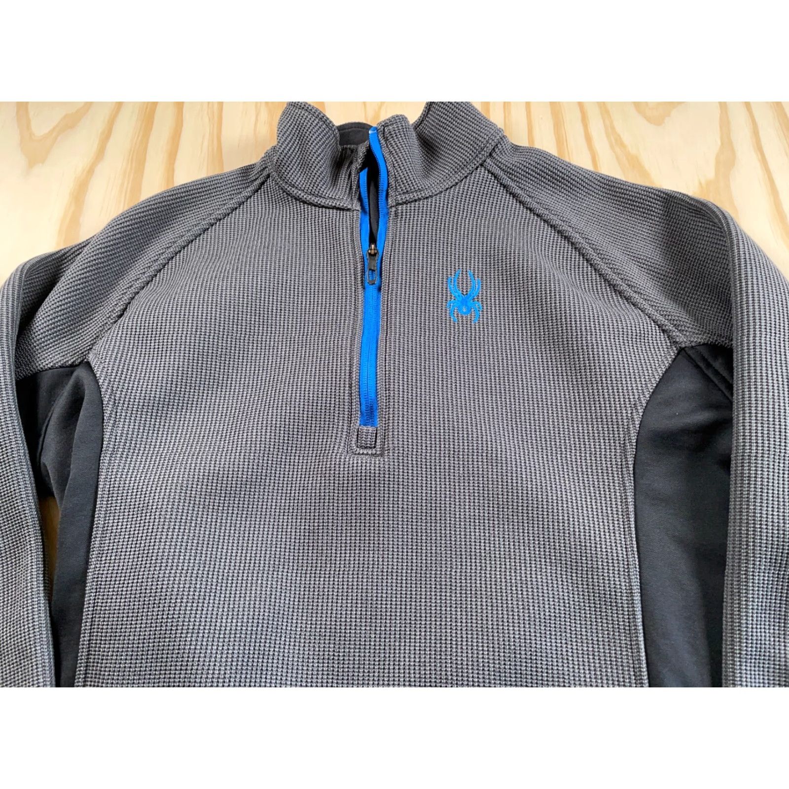 Spyder Spyder Sweater Adult Medium Gray Blue Ribbed Knit 1/4 Zip Ski 199306 Size US M / EU 48-50 / 2 - 3 Thumbnail