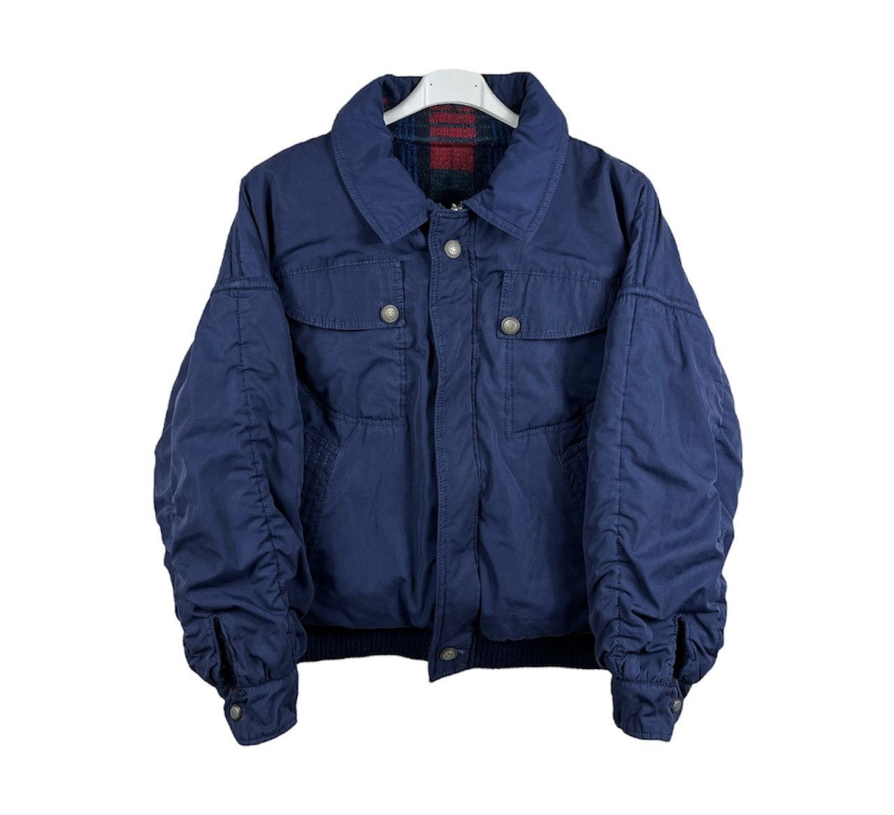 image of Military x Vintage Vntg Great Seal Of The State Of Oklahoma 1907 Bomber Jacket in Navy (Size Medium