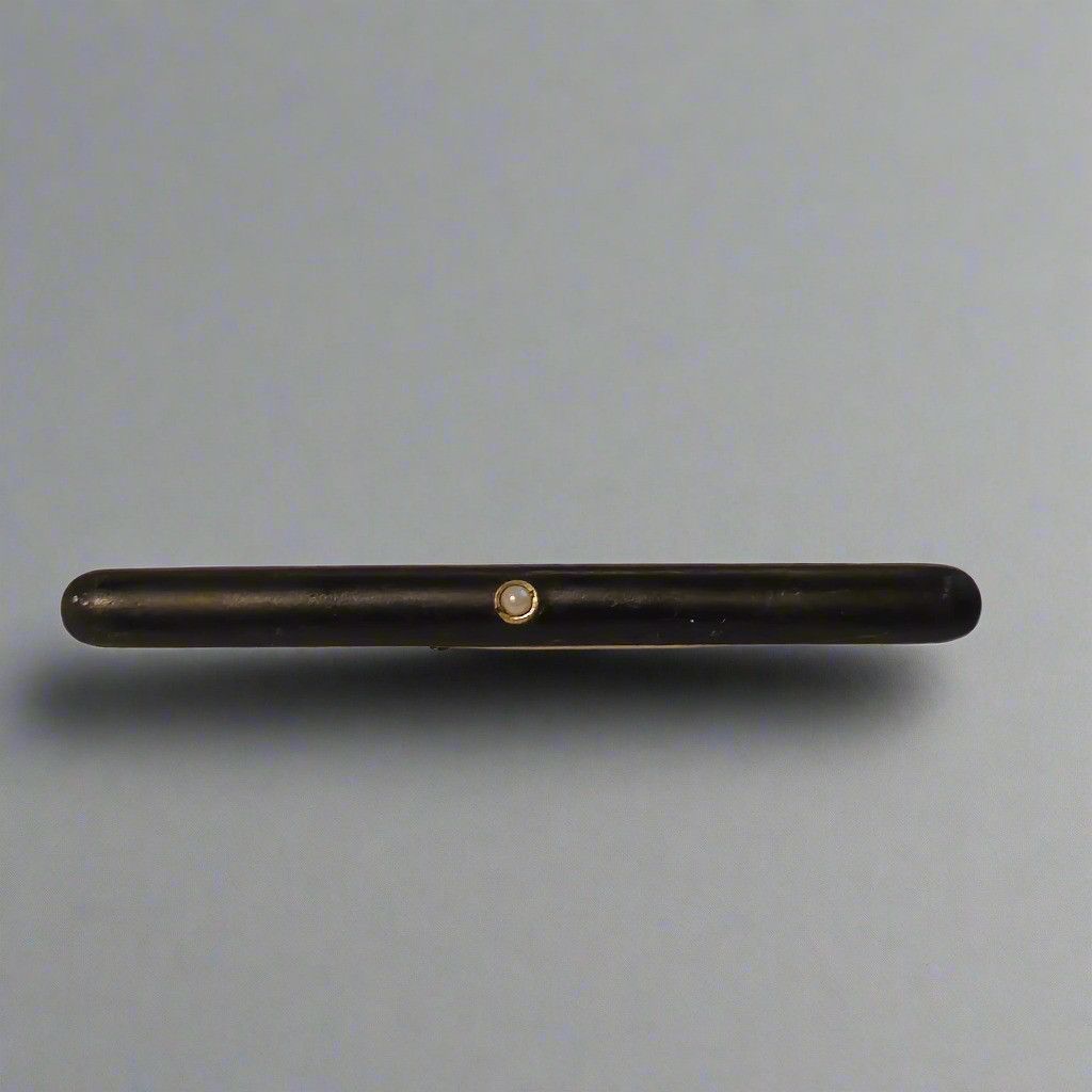 Other Vintage C. & H. Co. Black Enamel Seed Pearl Bar Brooch Size ONE SIZE - 1 Thumbnail