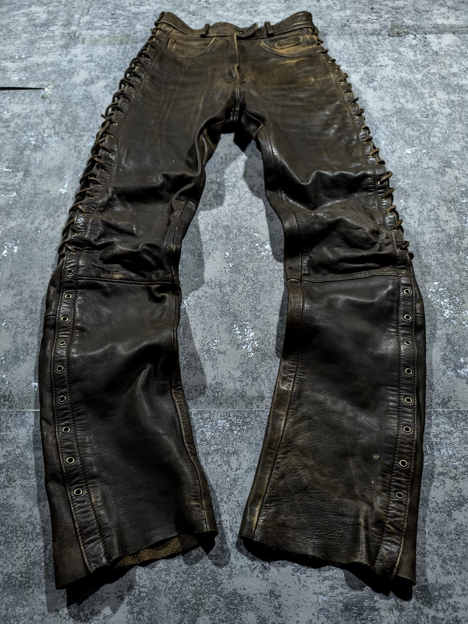 Japanese Brand Vtg Kmrii Type String Faded Distressed Western Leather Pants Size US 28 / EU 44 - 1 Thumbnail