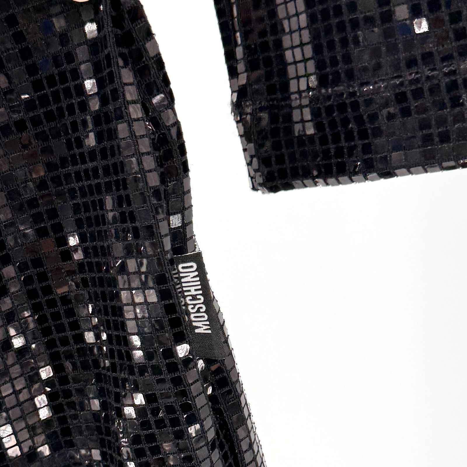 Love Moschino Black Square Sequin Mini Dress Shoulder Pad Stretch Party Size M / US 6-8 / IT 42-44 - 4 Thumbnail