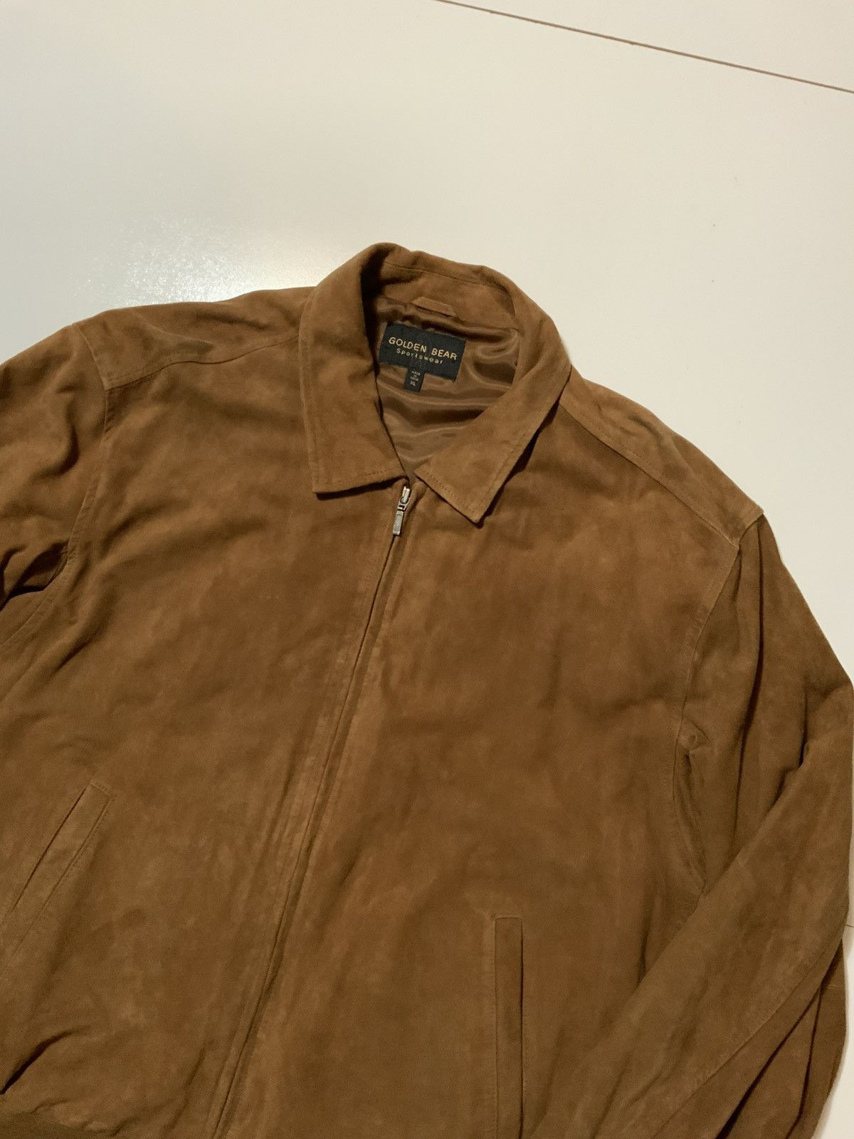 Golden Bear × Vintage Vintage Golden Bear Suede Leather Cognac Zip Bomber Jacket Size US XL / EU 56 / 4 - 6 Thumbnail