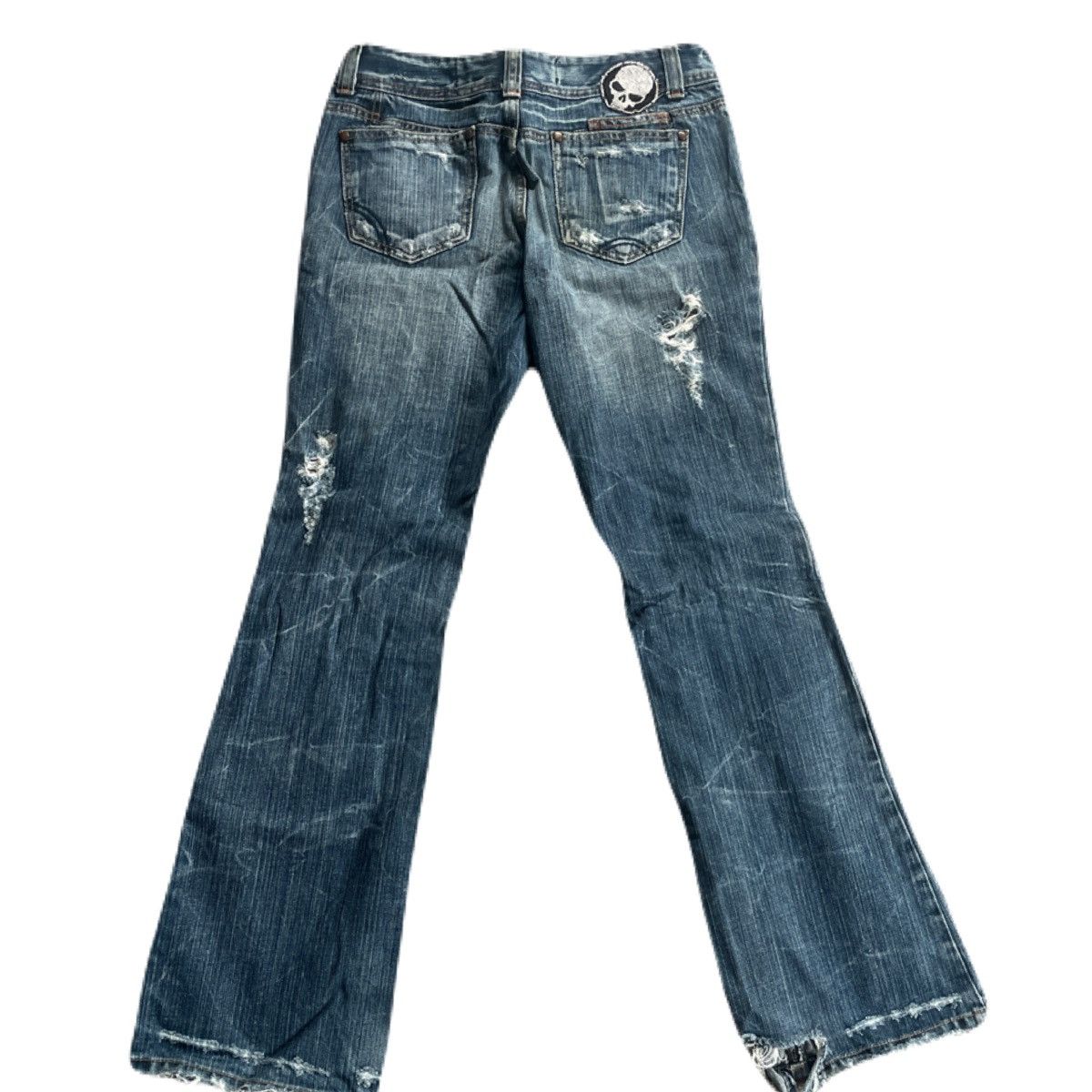 If Six Was Nine 2000s Japanese archive Distressed Skull Patch Flare Jeans Size US 30 / EU 46 - 2 Thumbnail