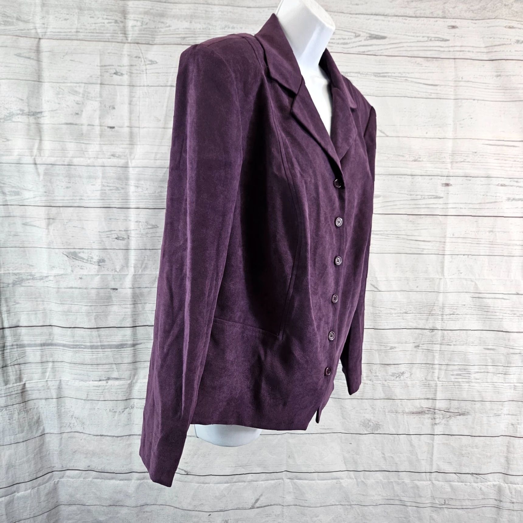 Coldwater Creek Coldwater Creek Jacket Womens Sz 18W Purple Solid Button Front Shoulder Pads Size XXL / US 16-18 / IT 52-54 - 3 Thumbnail