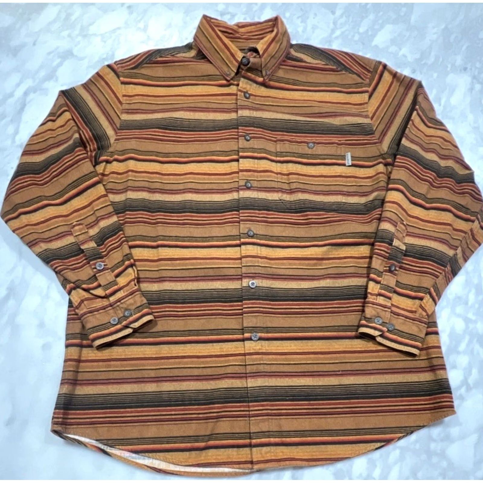 Vintage Woolrich Shirt Mens XL Bark Blanket Striped Flannel Button Down Pocket Cotton Size US XL / EU 56 / 4 - 2 Thumbnail