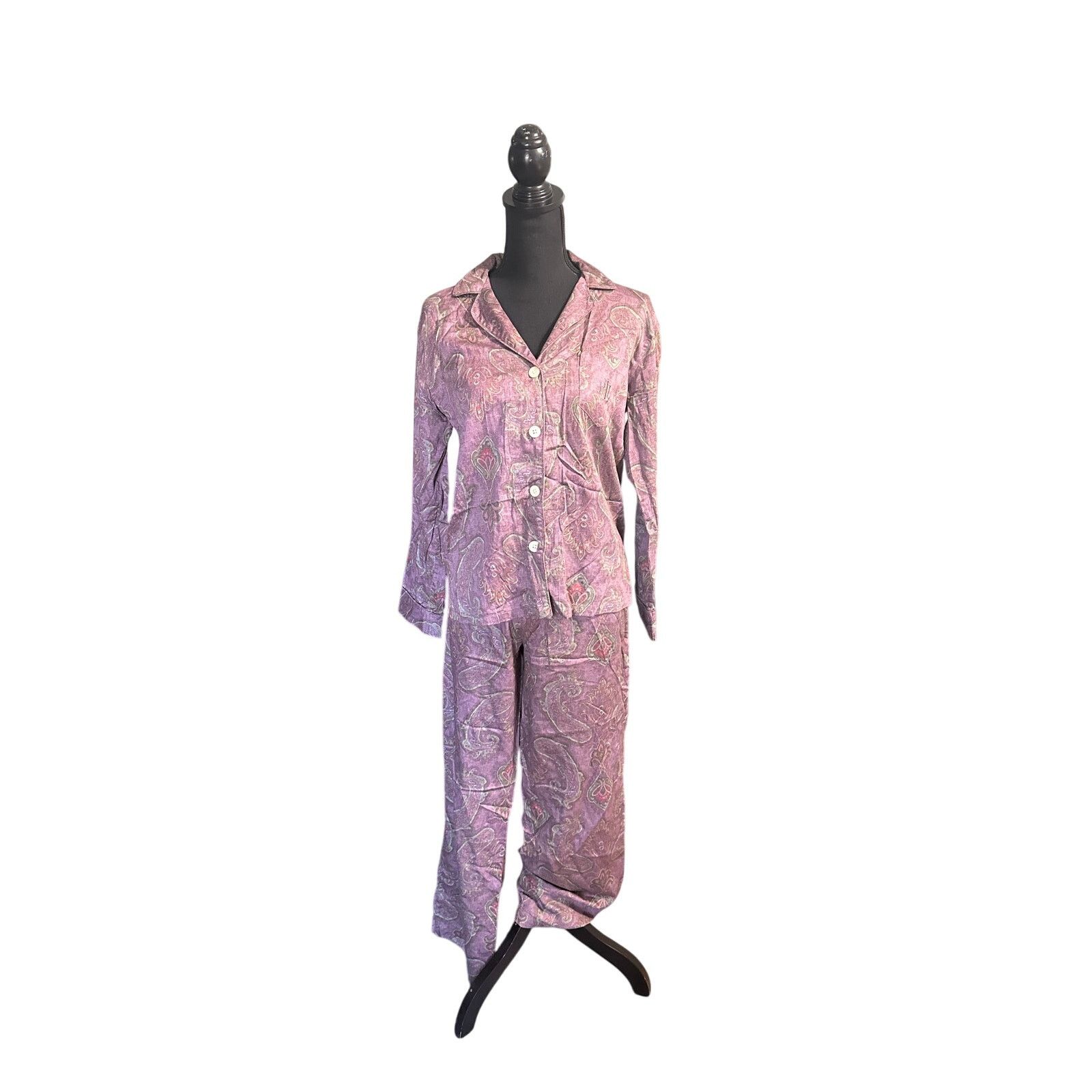 Lauren Ralph Lauren Lauren Ralph Lauren Long Sleeve Notch Collar Pajama Set Size ONE SIZE - 1 Thumbnail