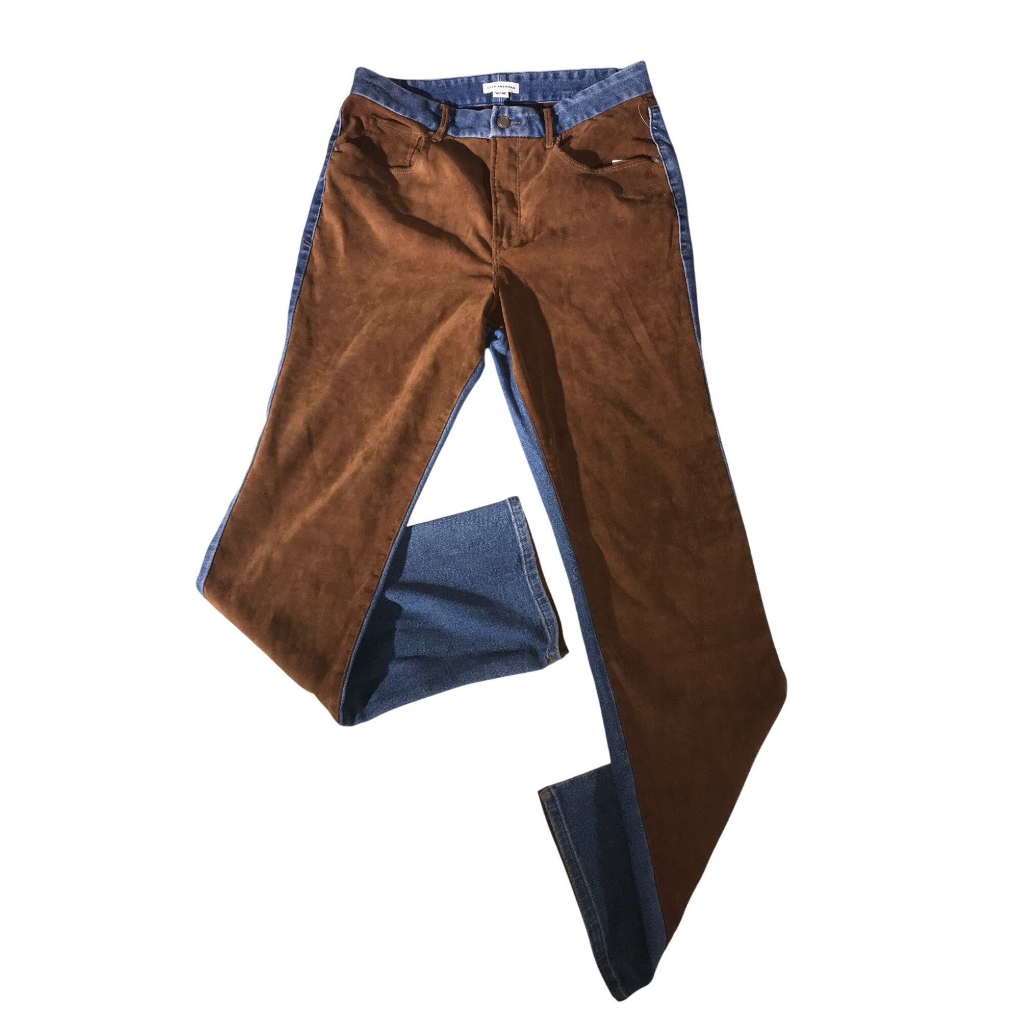 Good American Good American Women's Two-Tone Brown/Blue Denim Jeans Size Size 32" / US 10 / IT 46 - 1 Thumbnail