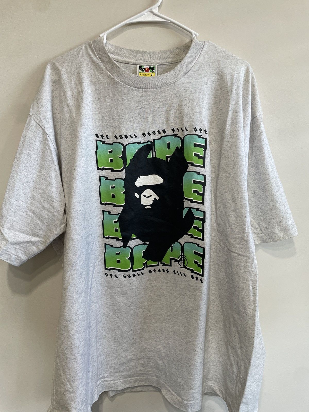 Bape Bape Repeat Logo Heather grey Baggy Tee Size US XL / EU 56 / 4 - 1 Thumbnail