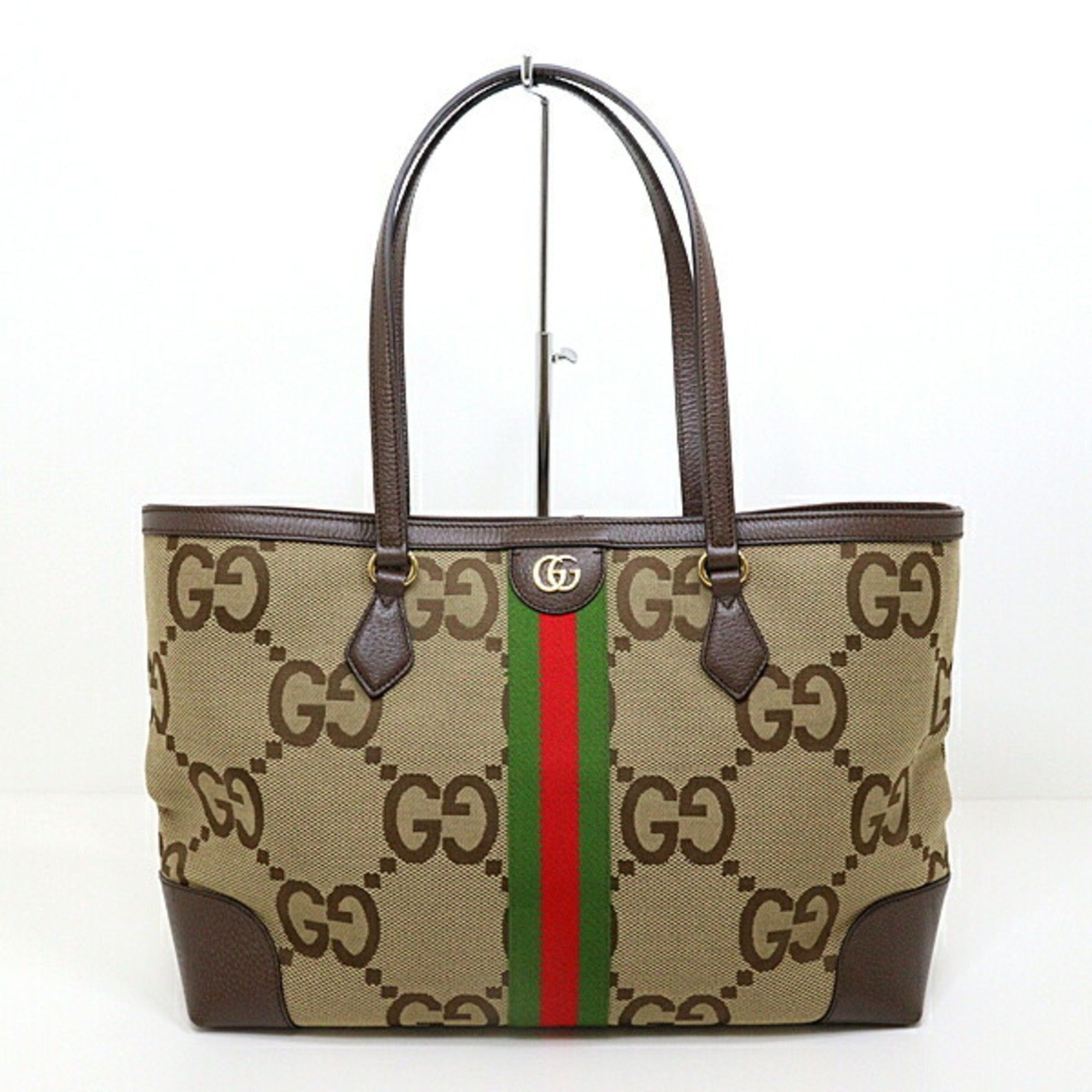 Gucci GUCCI Jumbo GG Tote Bag 631685 Camel Ebony Canvas Size ONE SIZE - 1 Thumbnail