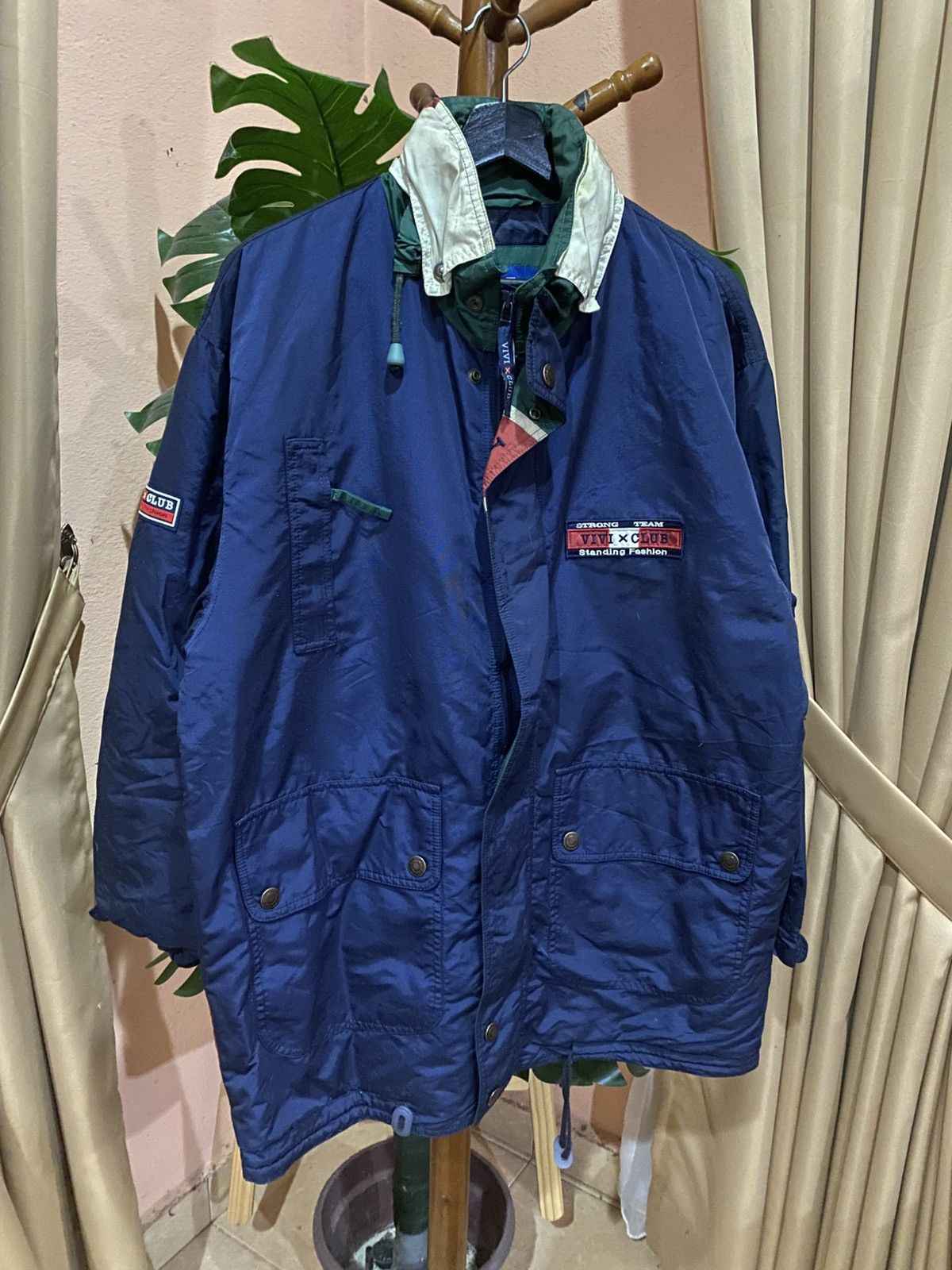 Vintage Vintage 90s VIVI X CLUB Nylon Windbreaker Jacket Blue Green Size US L / EU 52-54 / 3 - 3 Thumbnail