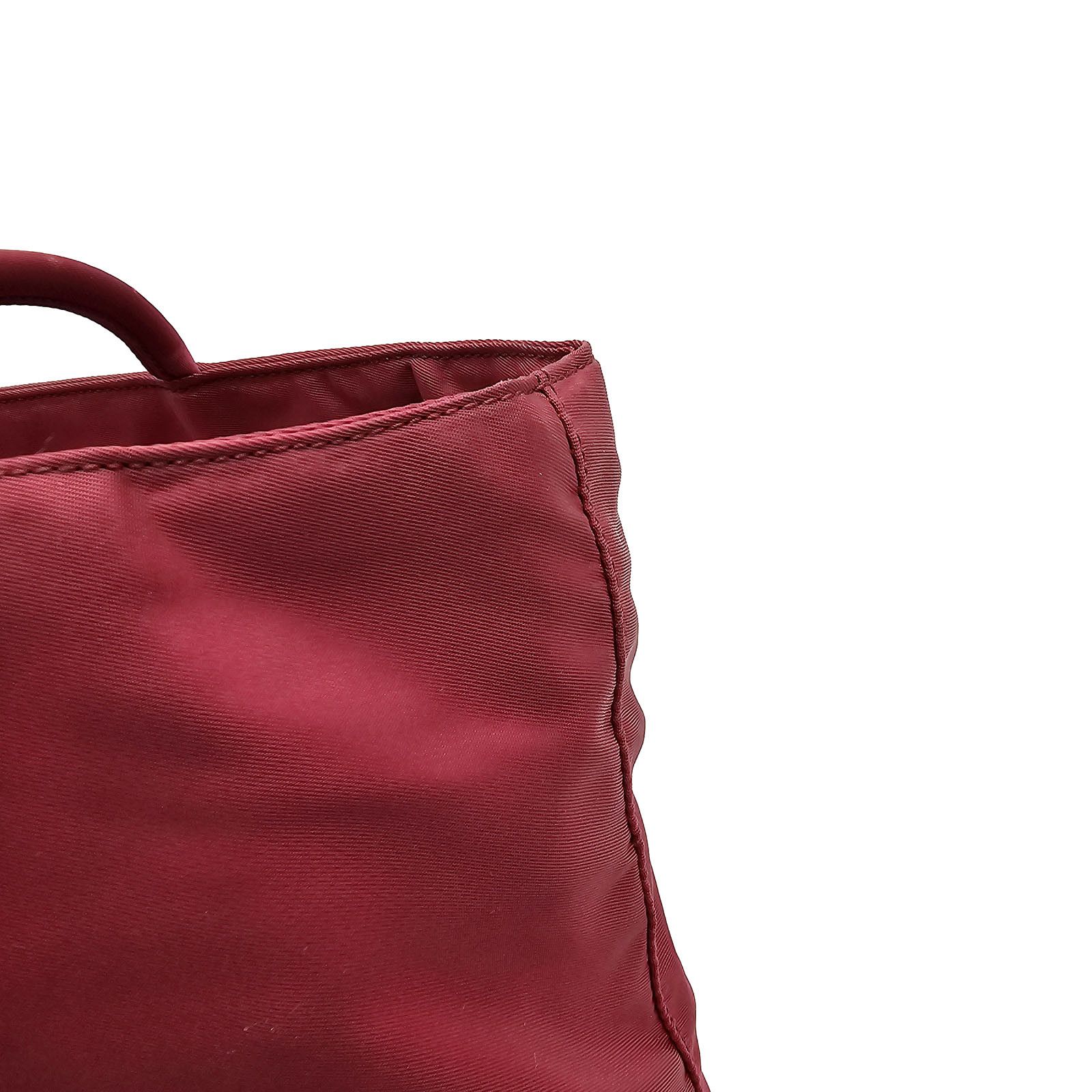 Prada Prada Tessuto Deep Red Burgundy Nylon Shopping Tote Size ONE SIZE - 16 Thumbnail