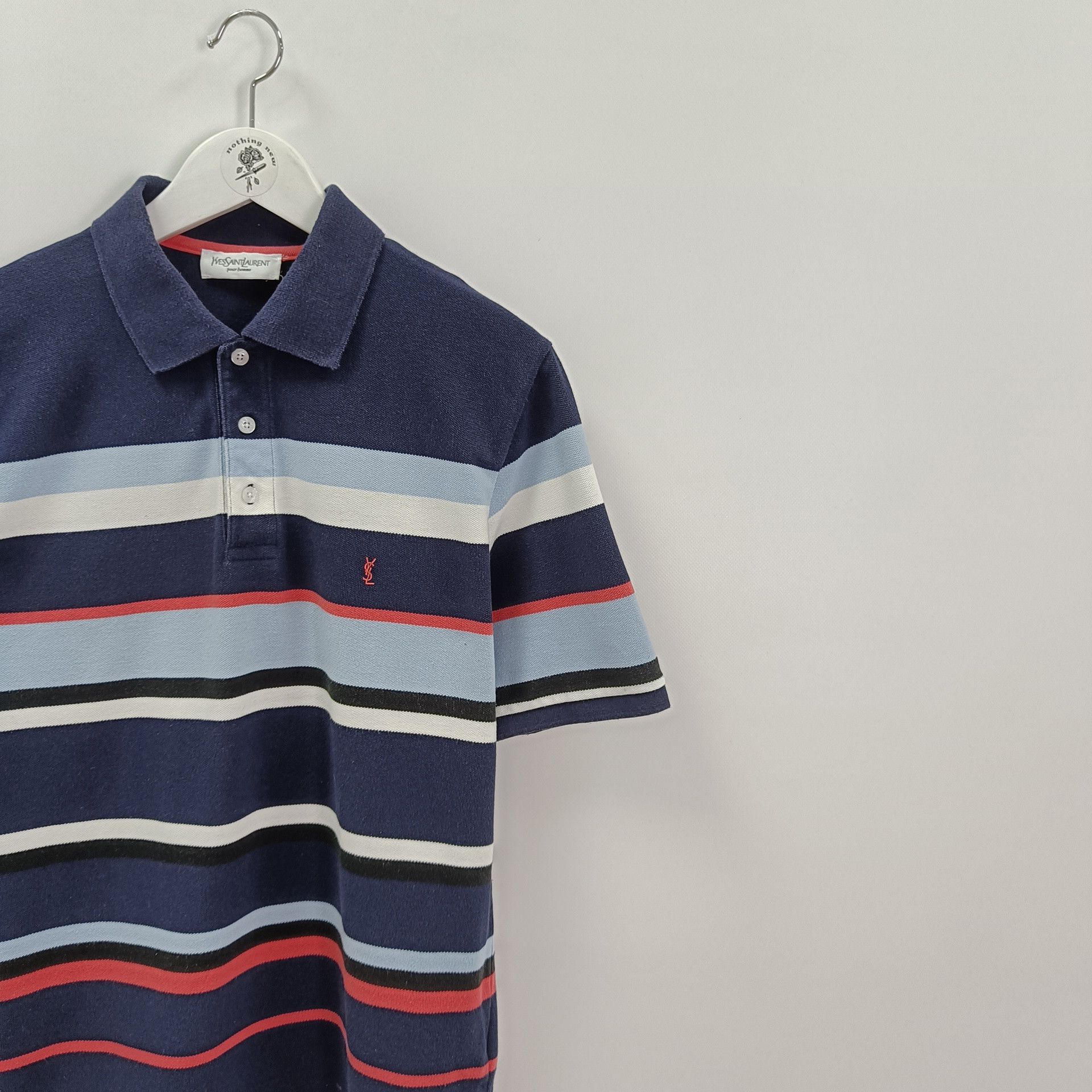 Vintage Yves Saint Laurent Striped Polo Shirt Size US M / EU 48-50 / 2 - 2 Thumbnail