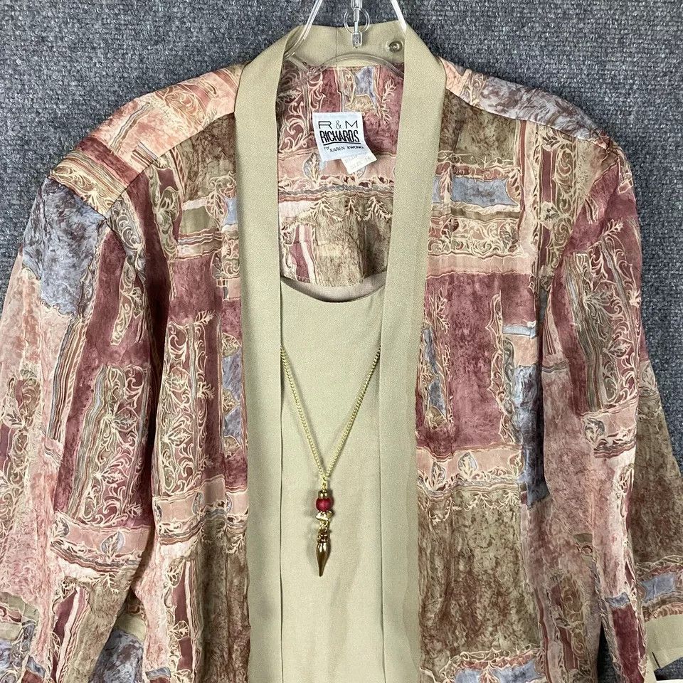 Vintage R&M Richards Dress Women's 14 Floral Cardigan Neckless NWD Size XL / US 12-14 / IT 48-50 - 2 Thumbnail