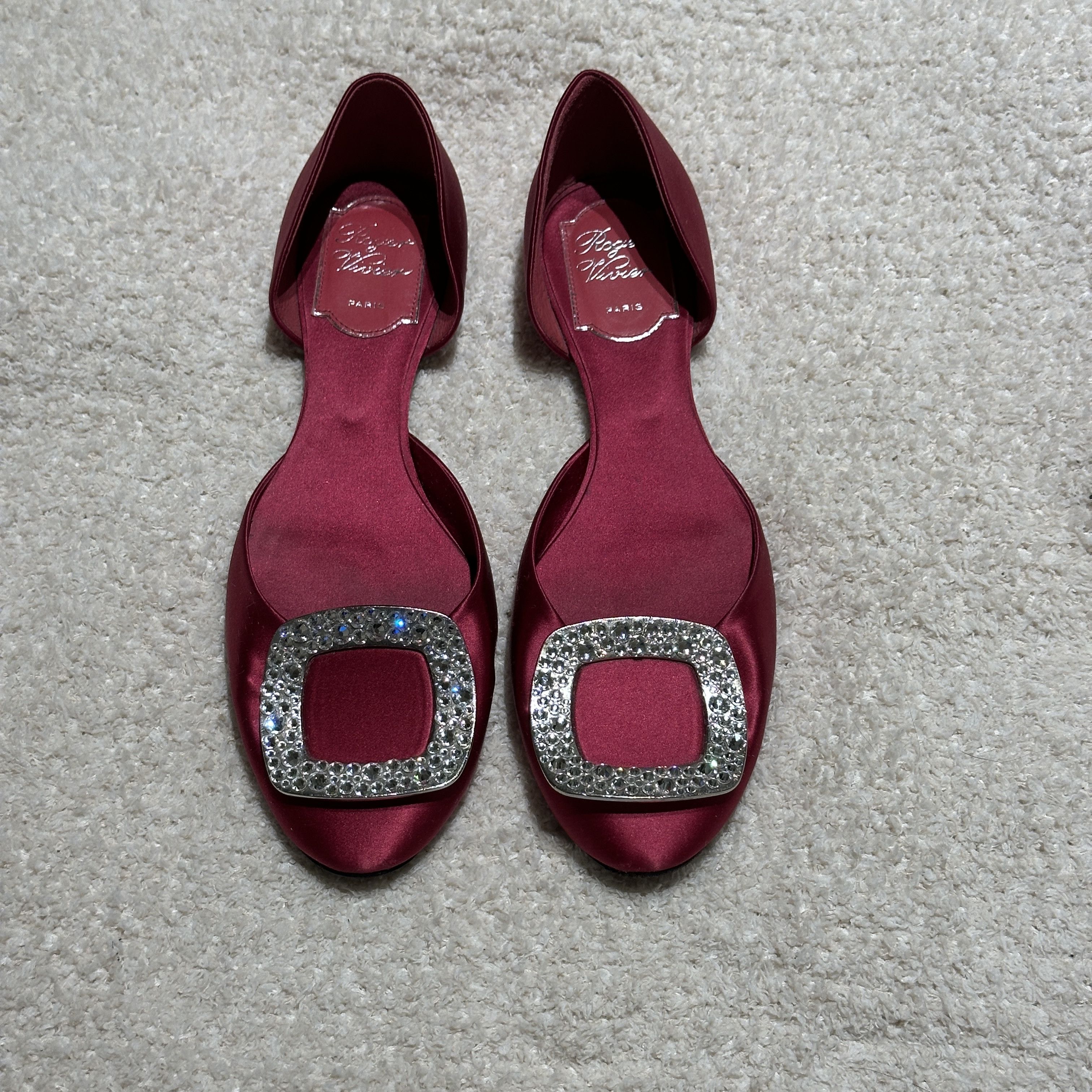 Roger Vivier Roger Vivier Crystal Buckle Satin Flats Size US 6.5 / IT 36.5 - 2 Thumbnail
